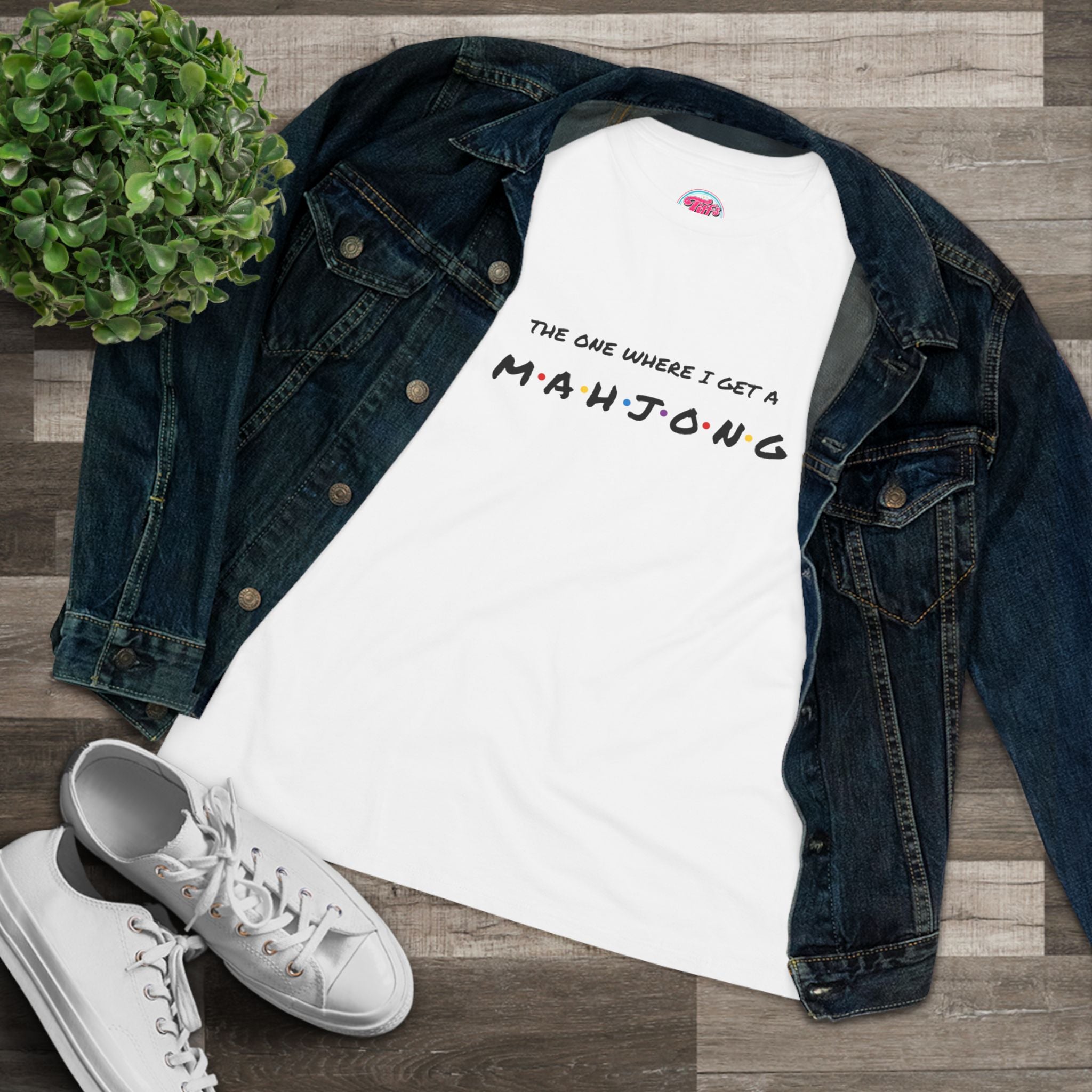 Mahjong Graphic Tee — "The One Where I Get a Mahjong" Women's Cotton T-Shirt