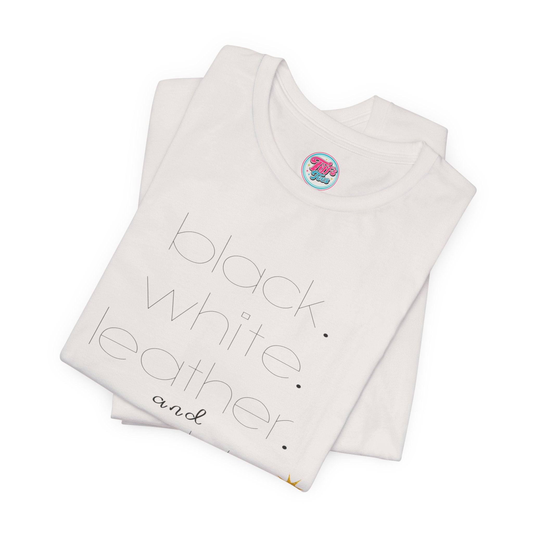 Gold Star Minimalist Tee — 'Black White Leather Gold' Graphic Shirt