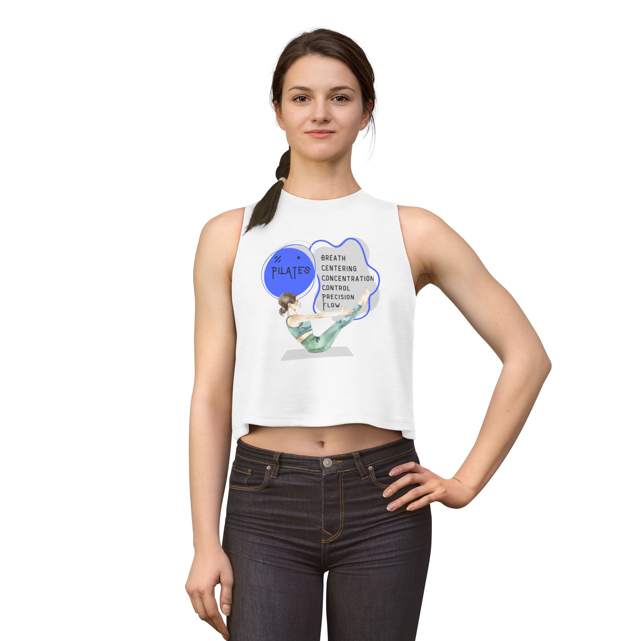 Pilates Women's Crop Top — Breath, Centering & Flow Fitness Tank