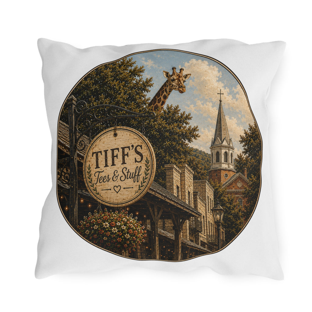 Welcome to the Wild Side Outdoor Pillow — Fredericksburg, Texas Vintage Street Scene