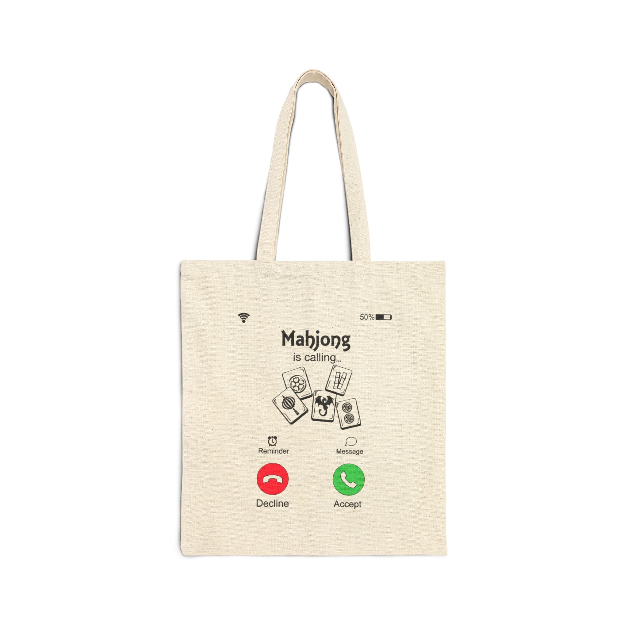 Canvas Tote Bag Mahjong Is Calling — Funny Mahjong Player Gift