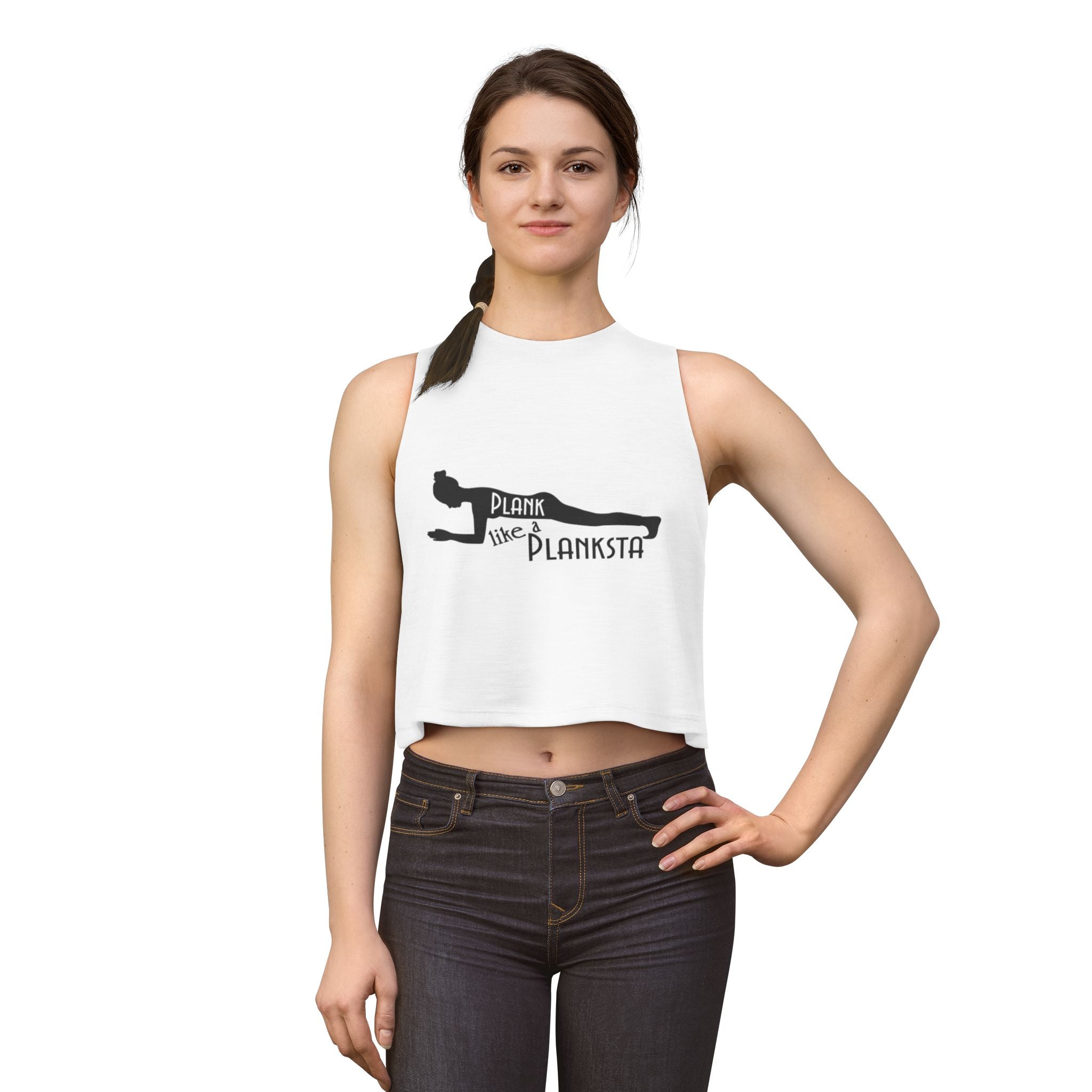Plank Like a Planksta Crop Top — Women's Fitness Tank for Yoga & Gym