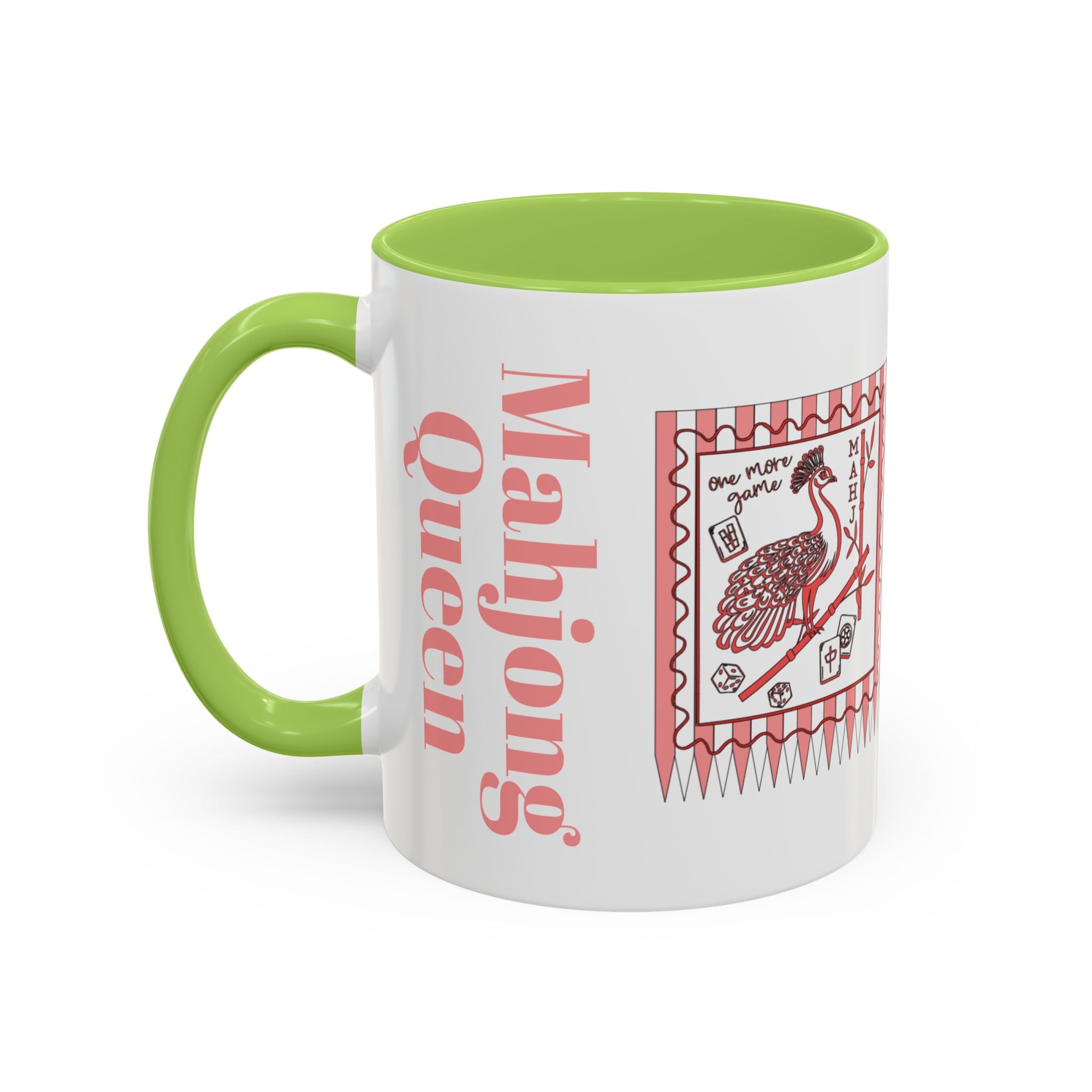 Mahjong Queen Accent Coffee Mug – Retro Tile Design, 11 oz