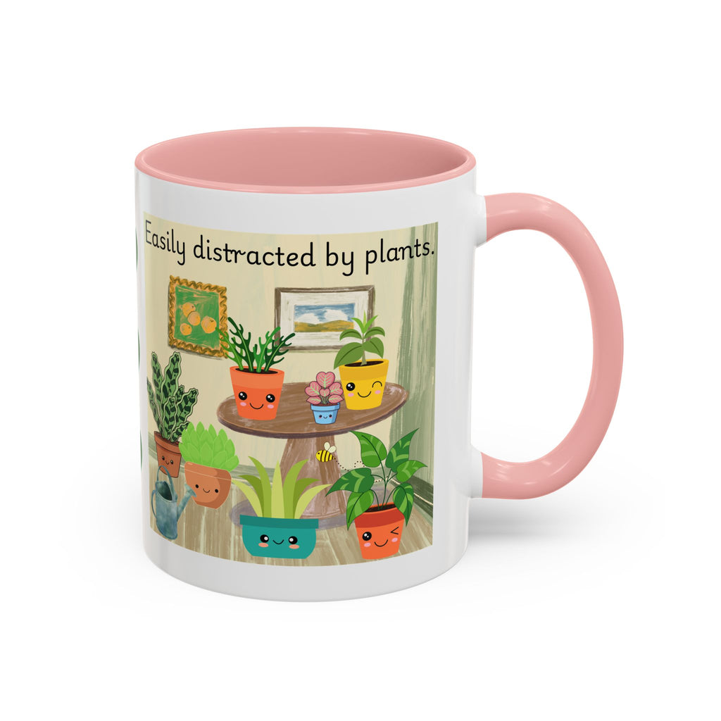 Plant Lover Coffee Mug — “Easily Distracted by Plants” Accent Mug (11 oz)