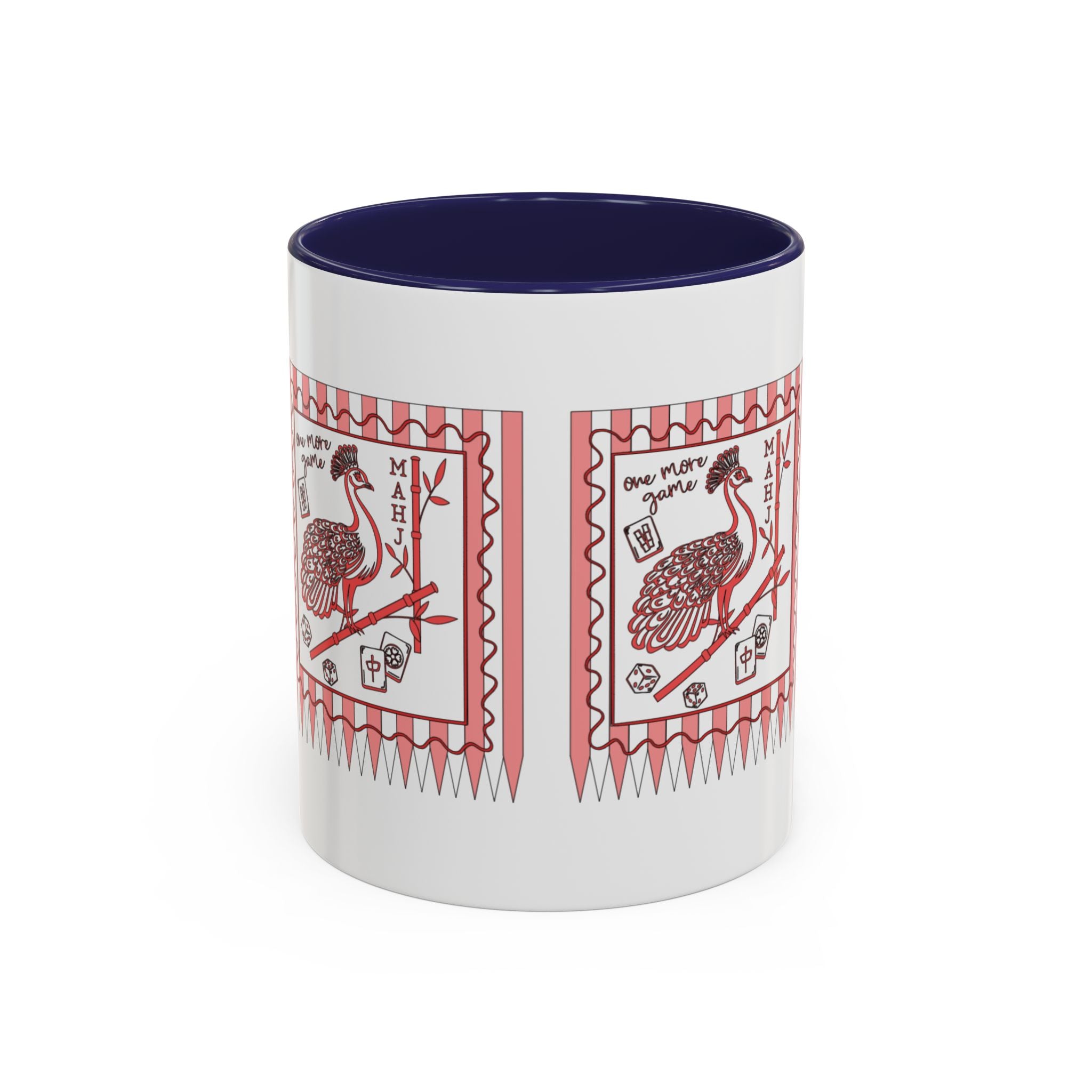 Mahjong Queen Accent Coffee Mug – Retro Tile Design, 11 oz