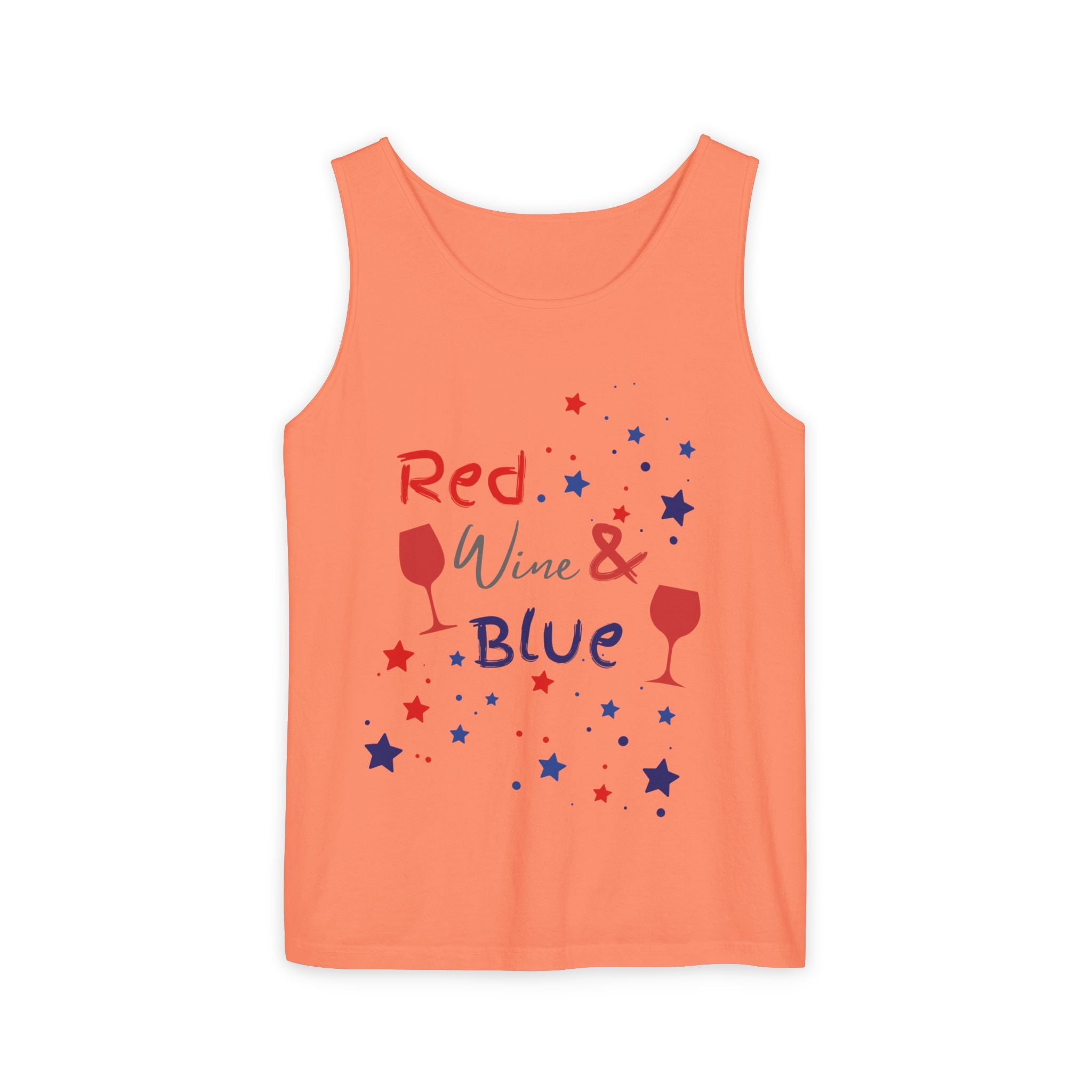Patriotic "Red Wine & Blue" Tank Top — 4th of July Wine Lover Graphic
