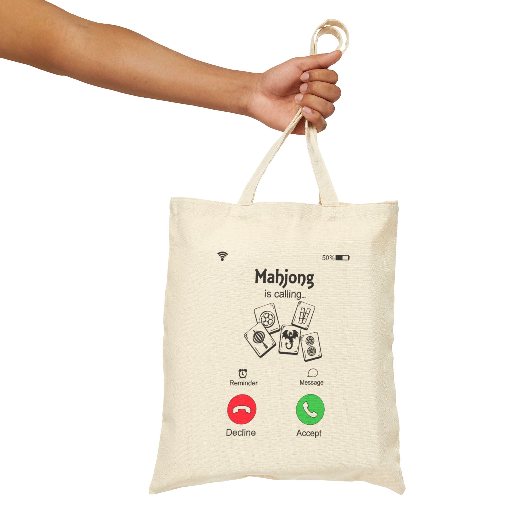 Canvas Tote Bag Mahjong Is Calling — Funny Mahjong Player Gift