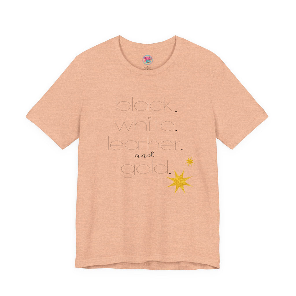 Gold Star Minimalist Tee — 'Black White Leather Gold' Graphic Shirt