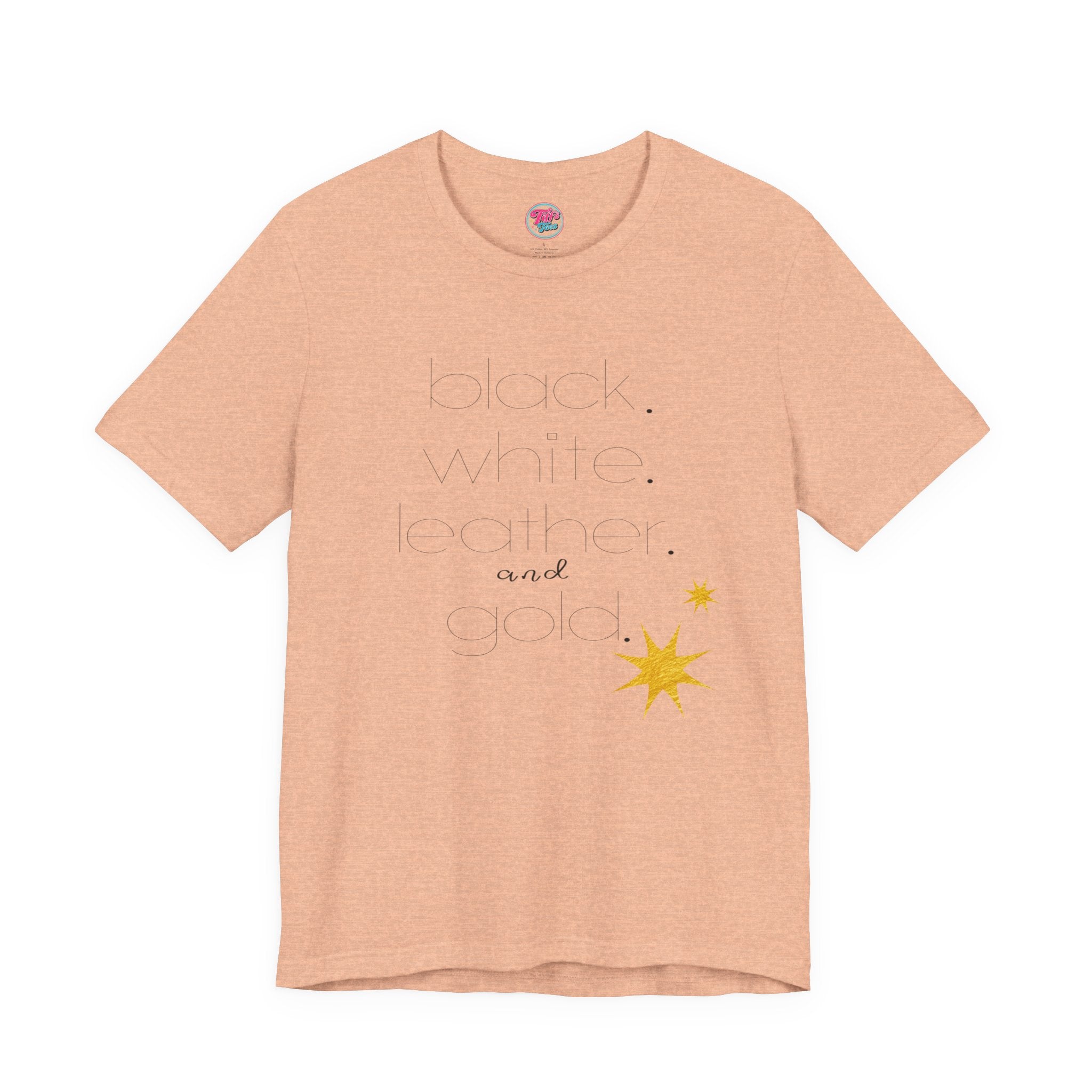 Gold Star Minimalist Tee — 'Black White Leather Gold' Graphic Shirt