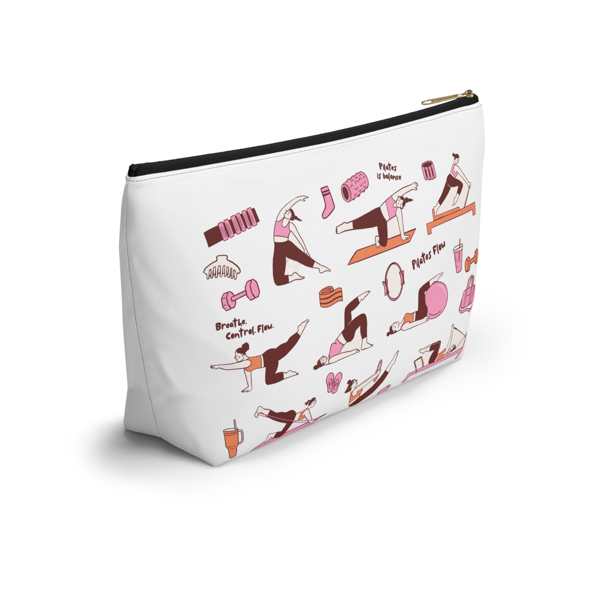 Pilates Accessory Pouch — T‑Bottom Makeup & Gear Bag with Pilates Flow Design