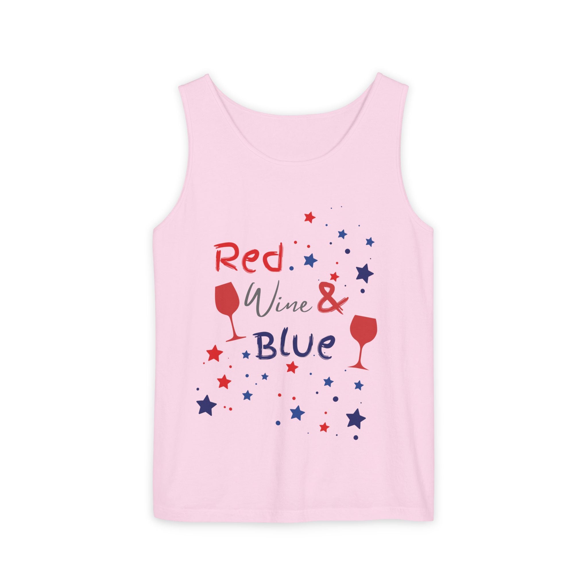 Patriotic "Red Wine & Blue" Tank Top — 4th of July Wine Lover Graphic