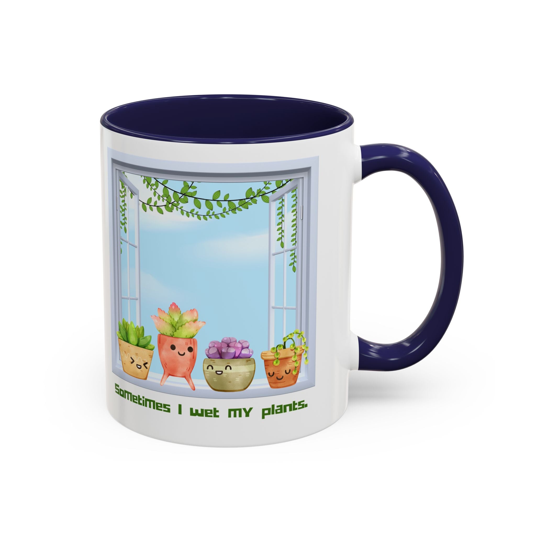 Succulent Window Mug — "Sometimes I Wet My Plants" Cute Plant Lover Coffee Cup