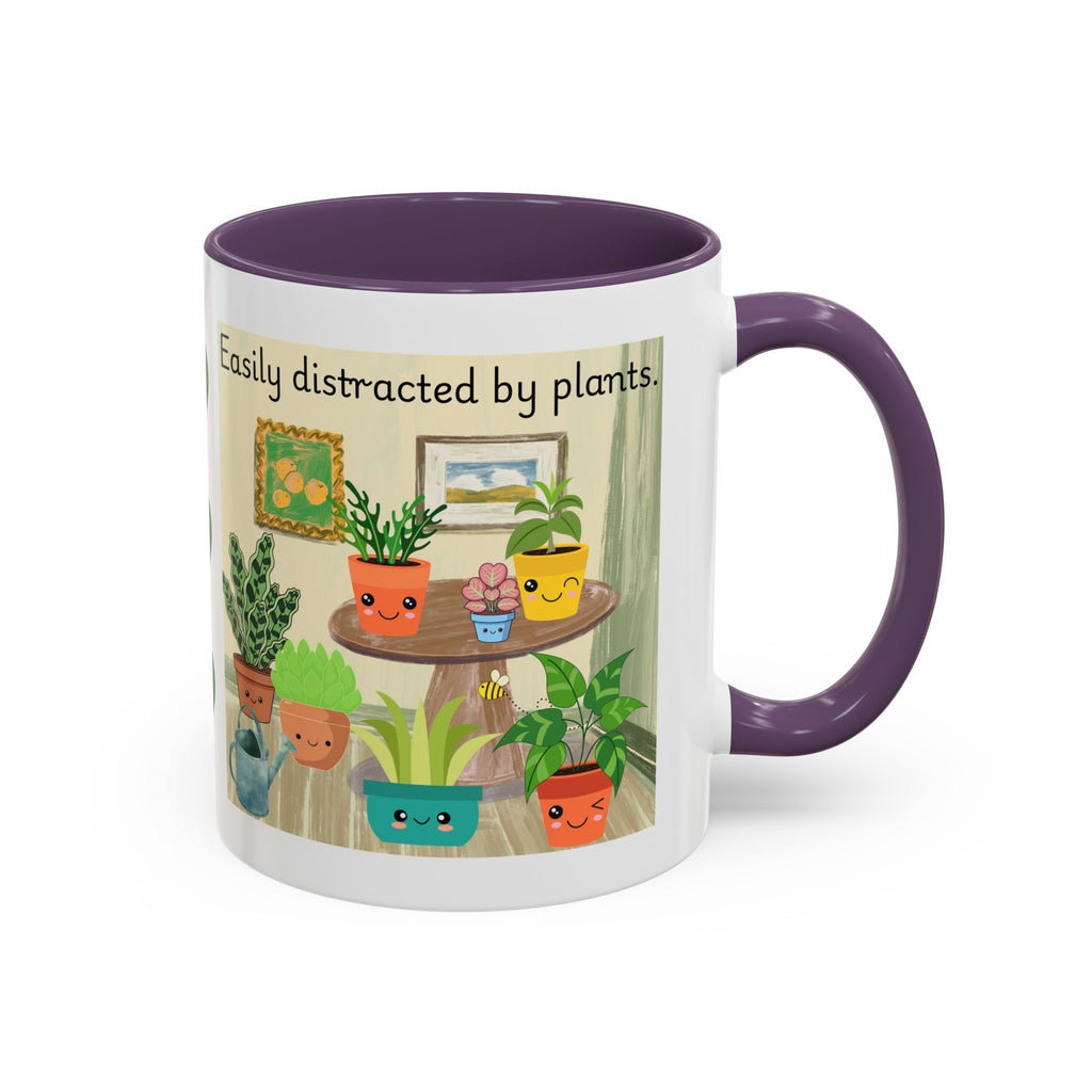 Plant Lover Coffee Mug — “Easily Distracted by Plants” Accent Mug (11 oz)