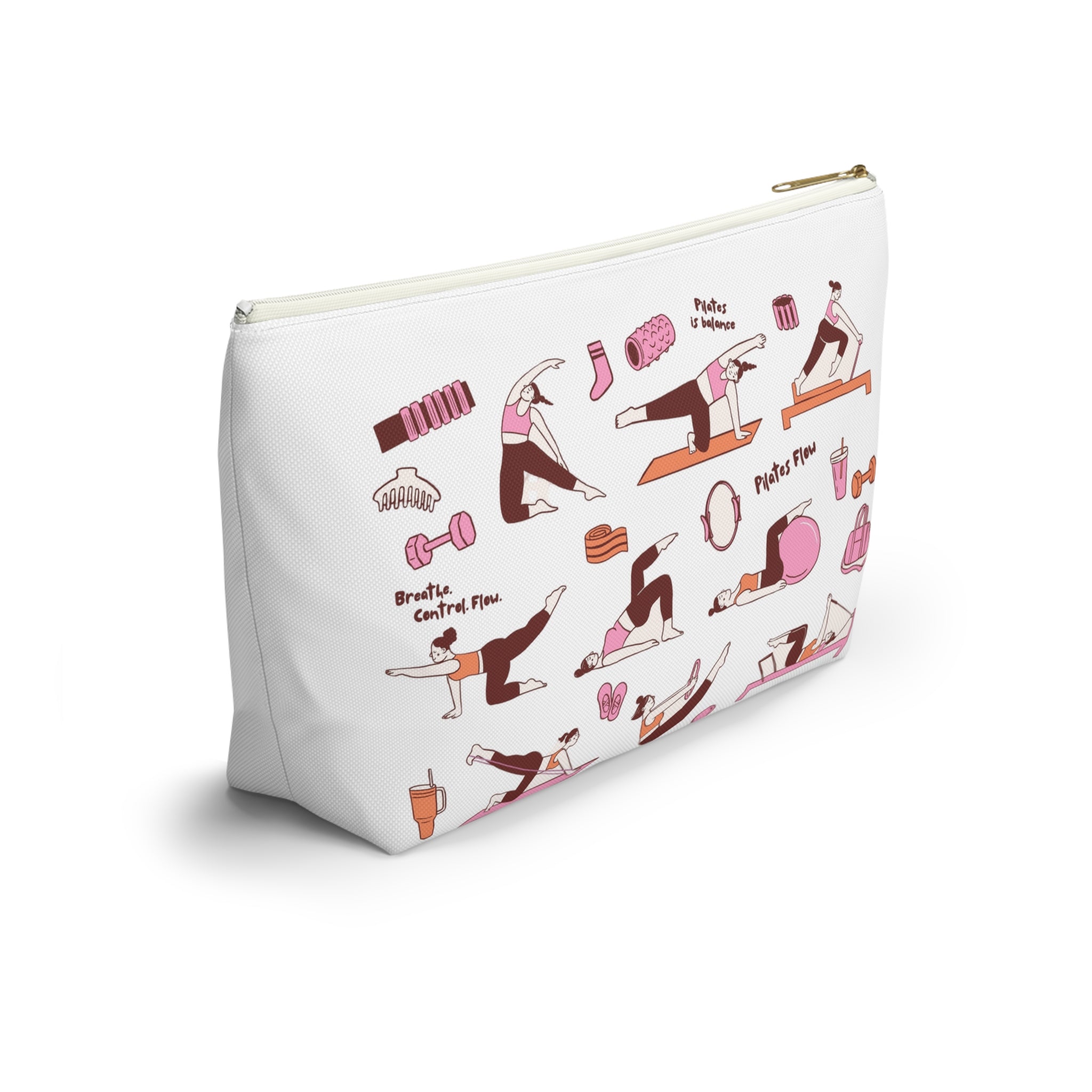 Pilates Accessory Pouch — T‑Bottom Makeup & Gear Bag with Pilates Flow Design