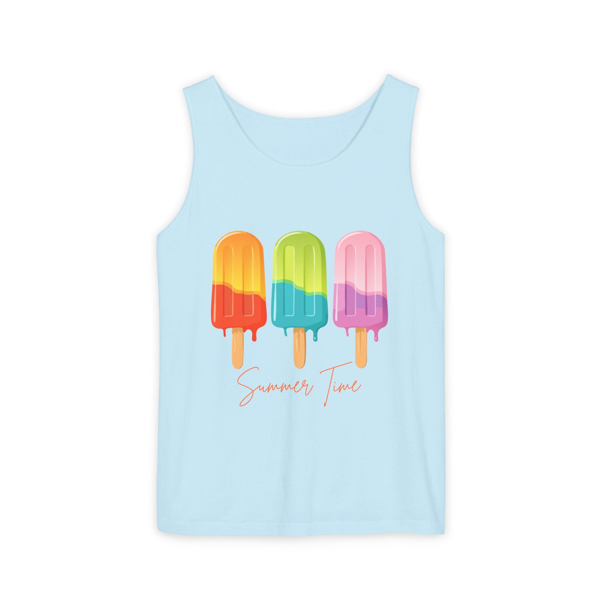 Popsicle Summer Tank Top — "Summer Time" Colorful Ice Pop Graphic