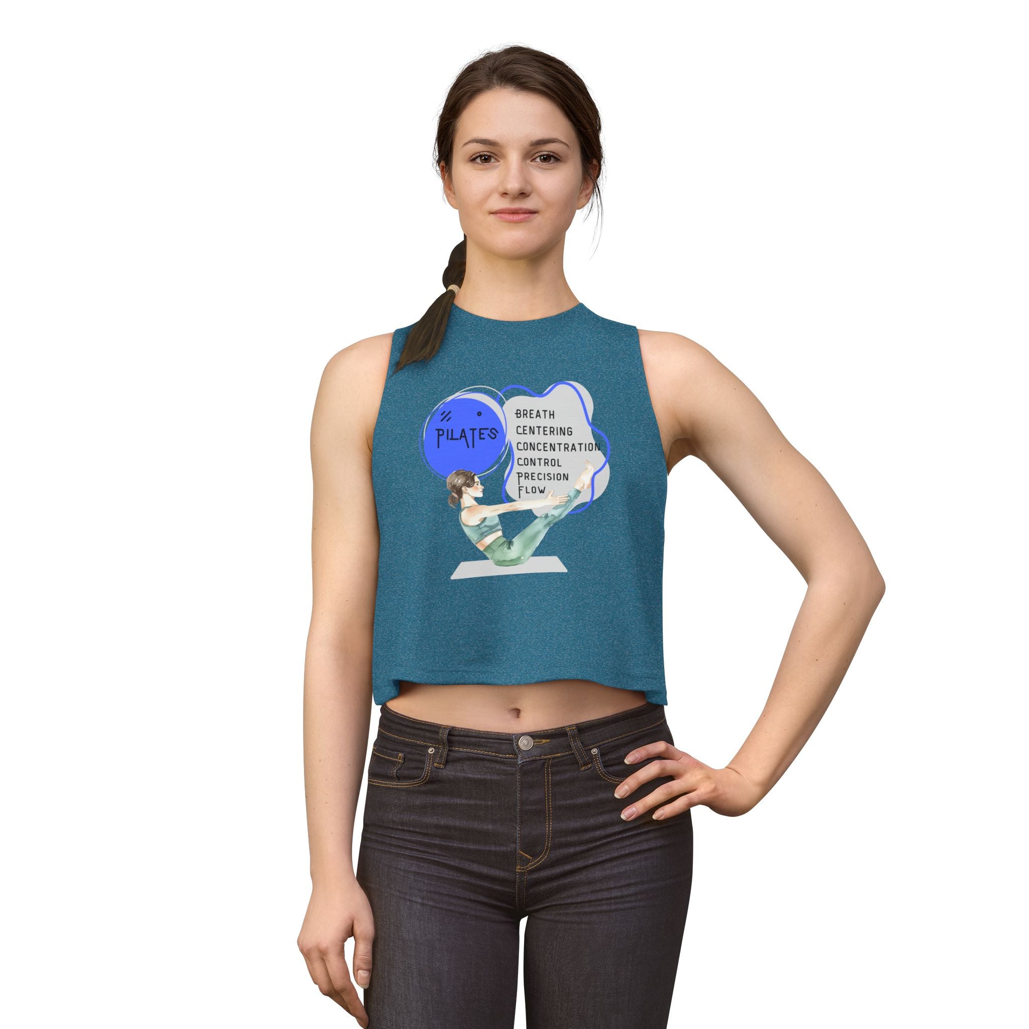 Pilates Women's Crop Top — Breath, Centering & Flow Fitness Tank