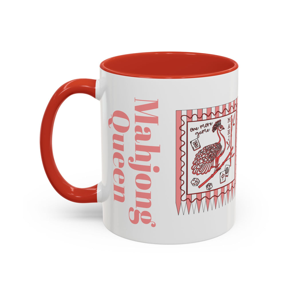 Mahjong Queen Accent Coffee Mug – Retro Tile Design, 11 oz