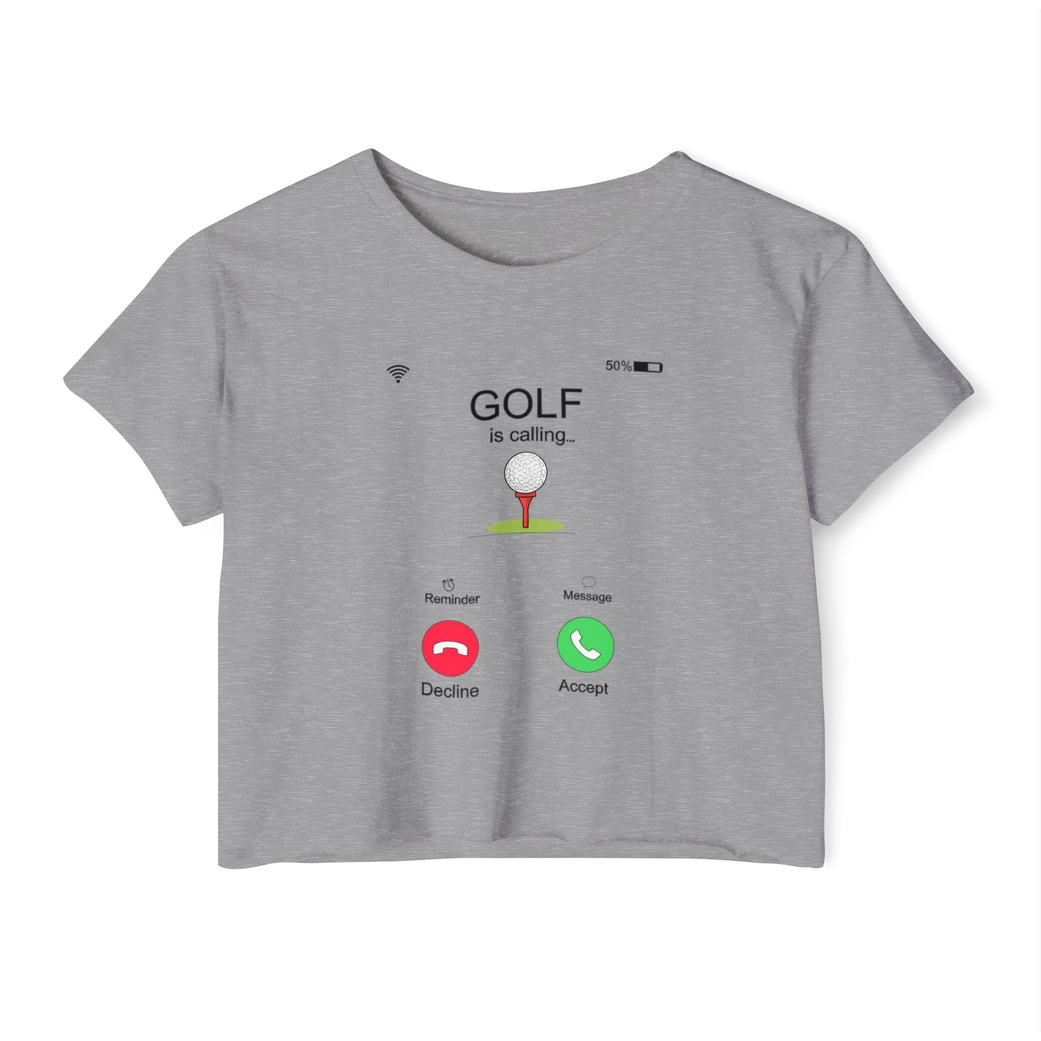 Golf Is Calling Crop Top — Women's Golf Tee with 'Golf is calling' Call Screen Design