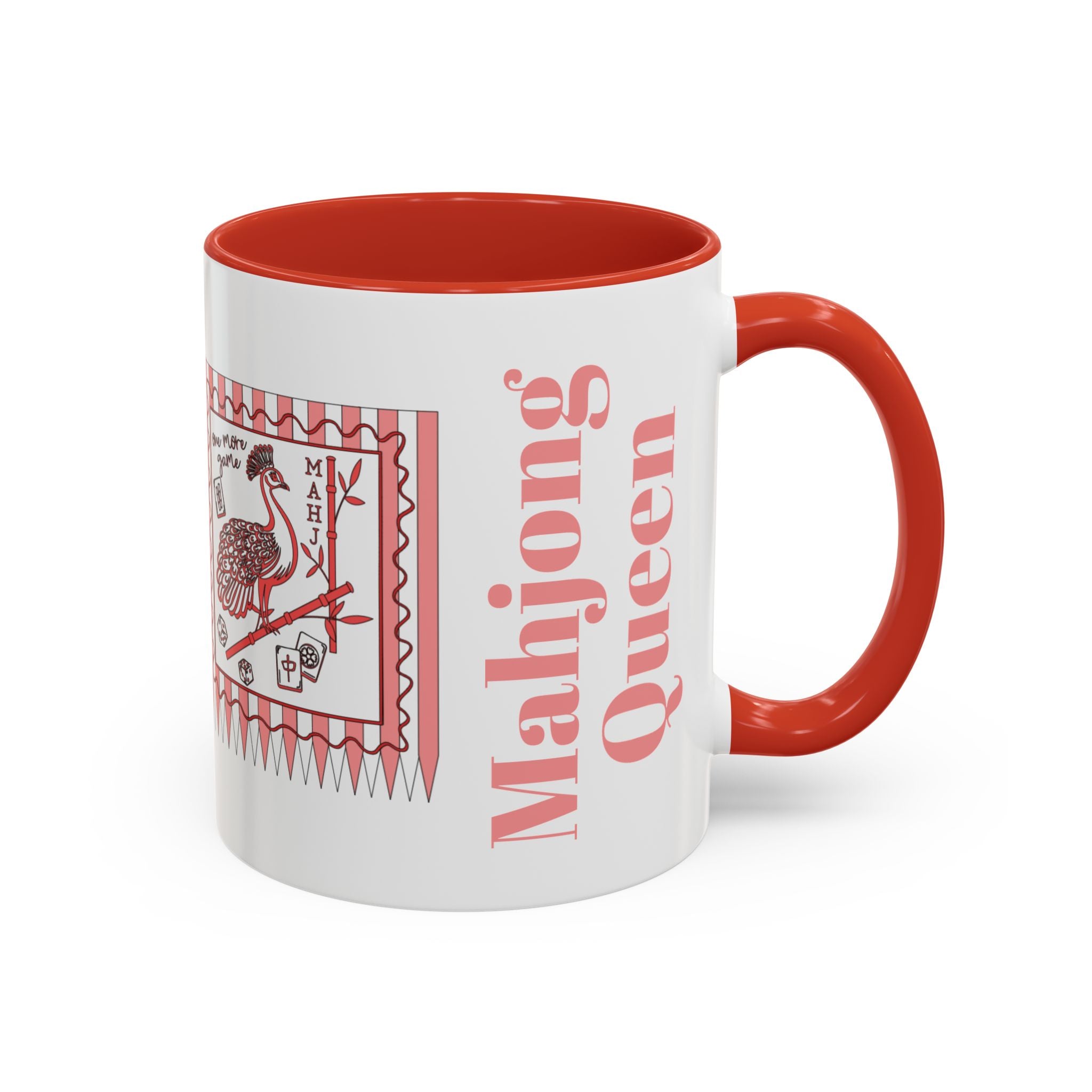 Mahjong Queen Accent Coffee Mug – Retro Tile Design, 11 oz