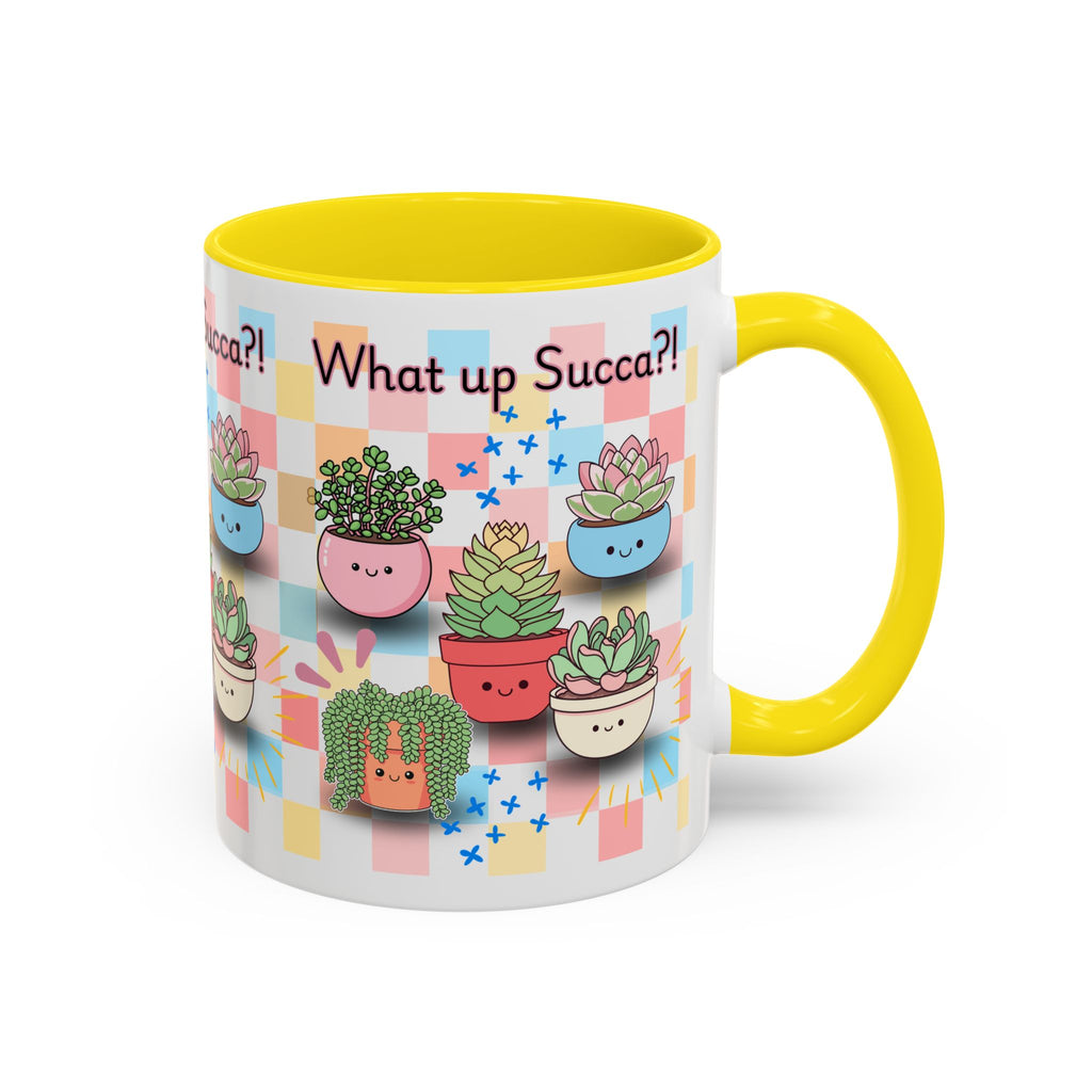 What up Succa? Cute Succulent Accent Coffee Mug – Fun Plant Lover Gift (11 oz)