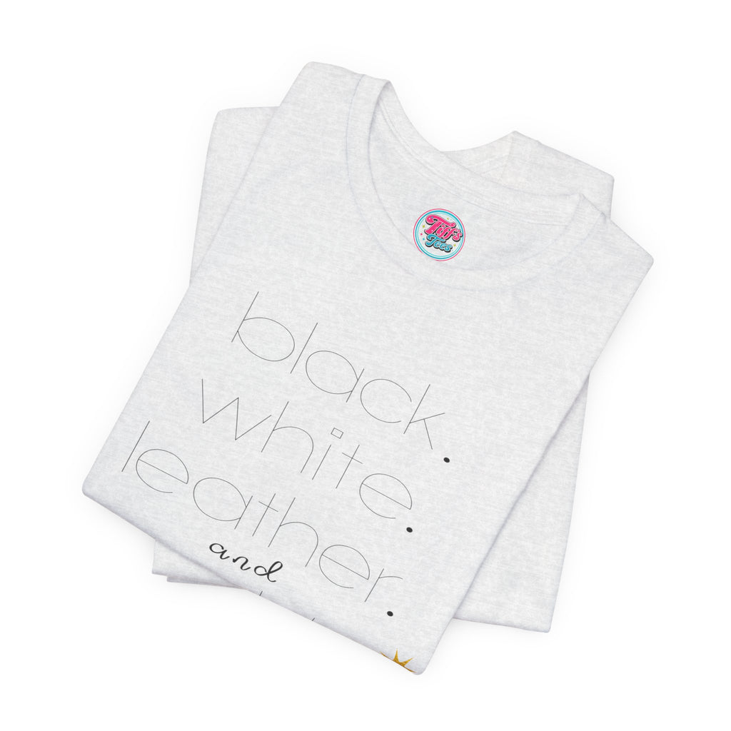 Gold Star Minimalist Tee — 'Black White Leather Gold' Graphic Shirt