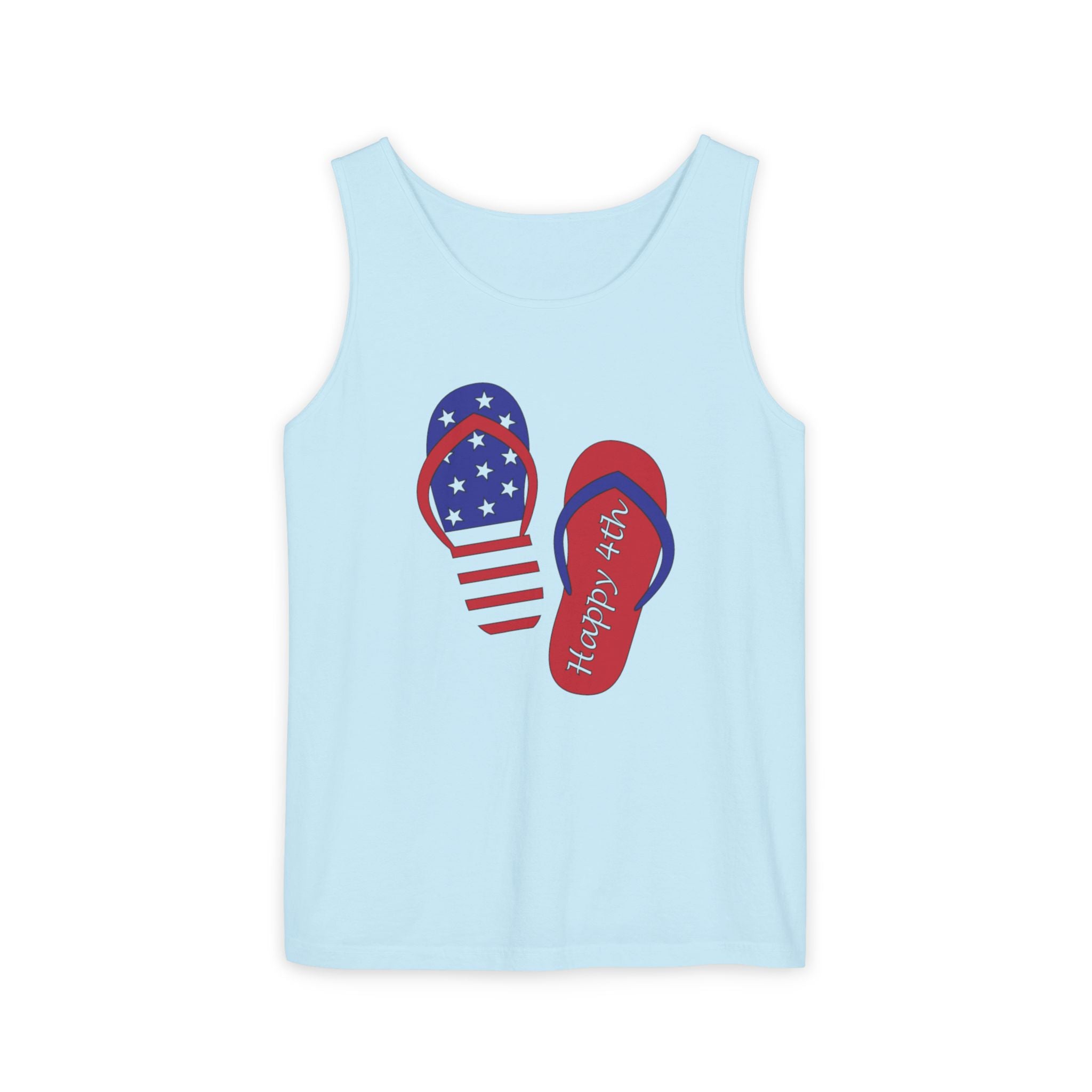 Patriotic Flip Flops Tank Top – 'Happy 4th' Summer Independence Day Tank
