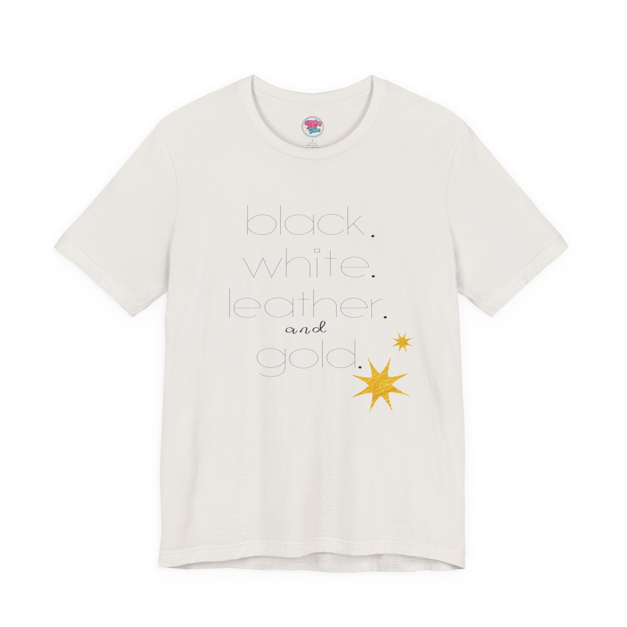 Gold Star Minimalist Tee — 'Black White Leather Gold' Graphic Shirt