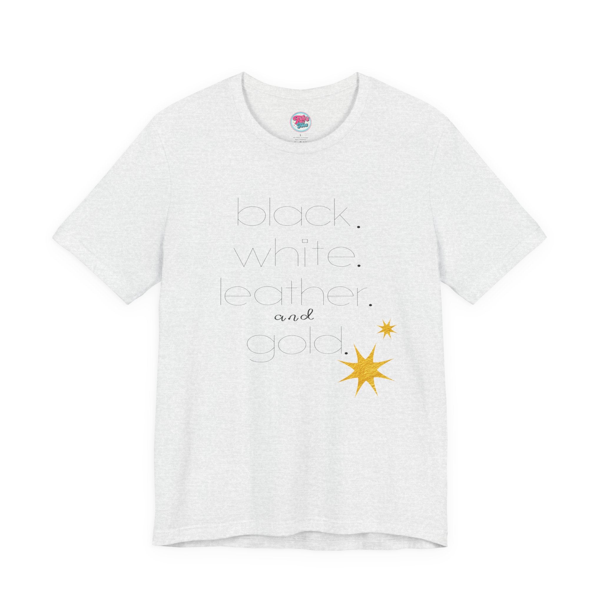 Gold Star Minimalist Tee — 'Black White Leather Gold' Graphic Shirt
