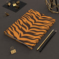 Tiger Print Hardcover Journal — Orange & Black Animal Stripe Notebook for Notes, Travel, & Gift