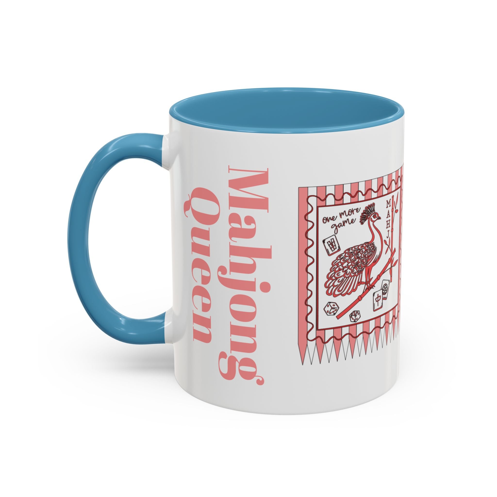 Mahjong Queen Accent Coffee Mug – Retro Tile Design, 11 oz