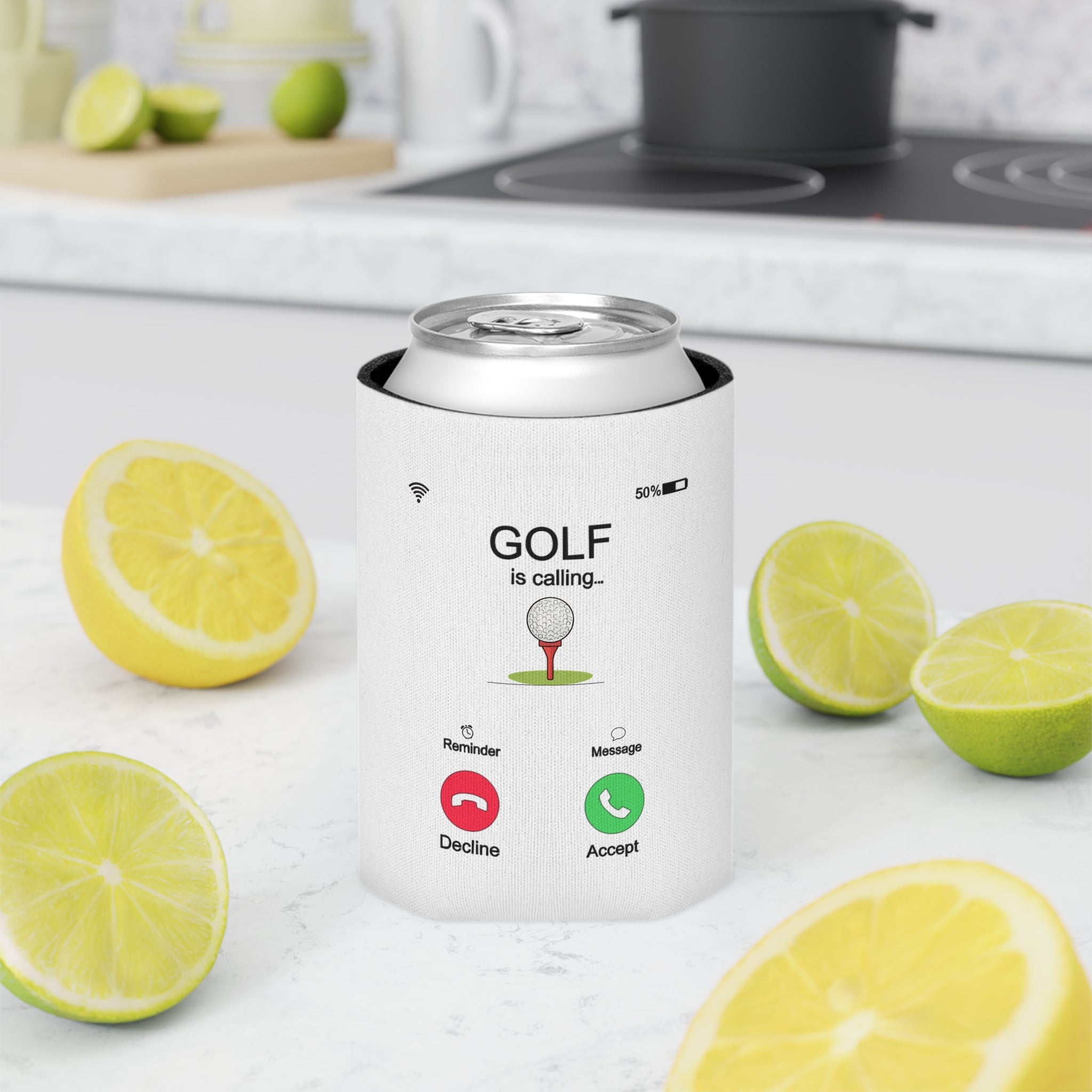 Can Cooler - "Golf is Calling" Phone Call Design | Golf Lover Beverage Koozie