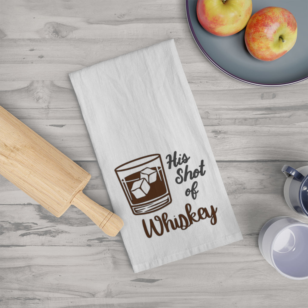 Tea Towel — “His Shot of Whiskey” Cocktail Bar Kitchen Towel