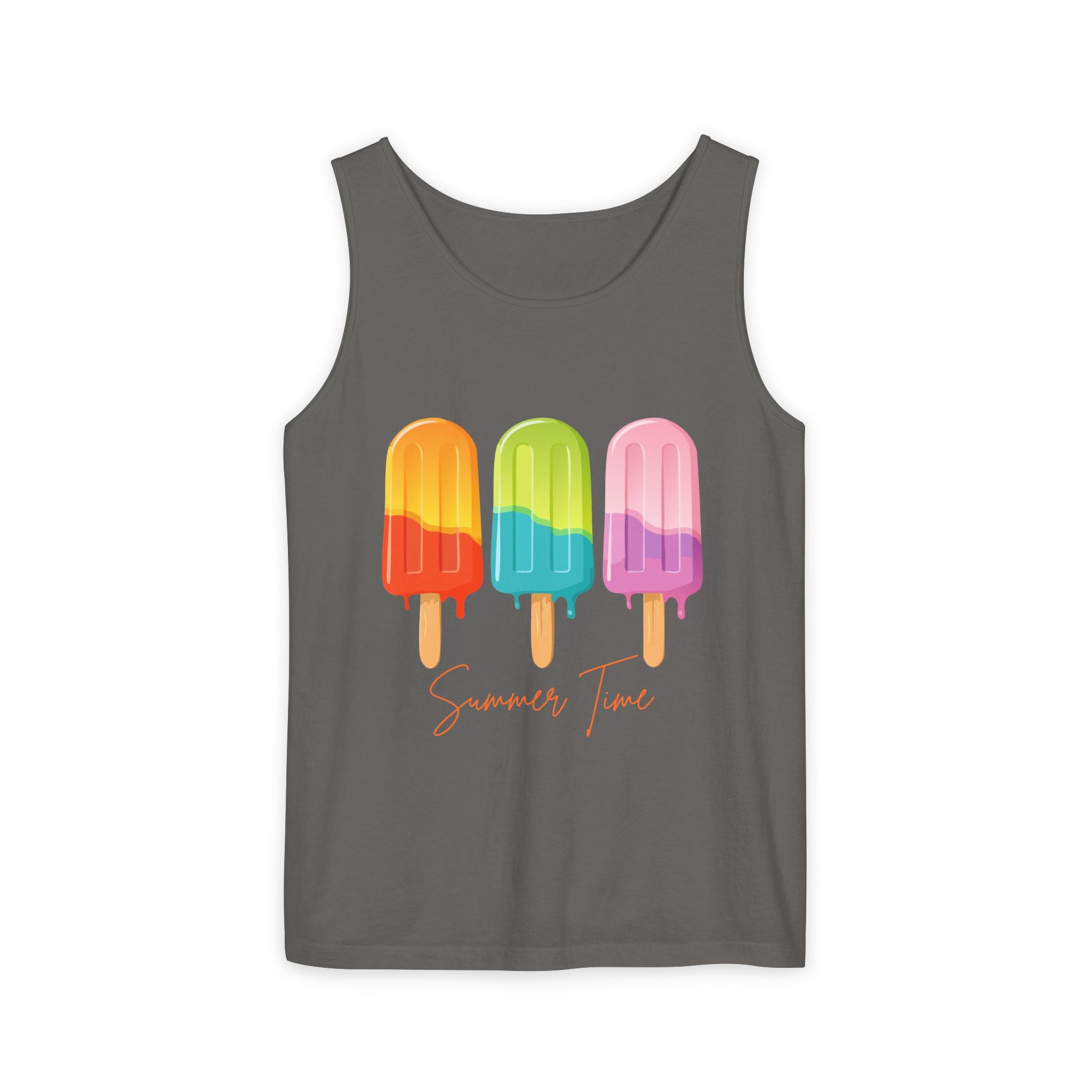 Popsicle Summer Tank Top — "Summer Time" Colorful Ice Pop Graphic