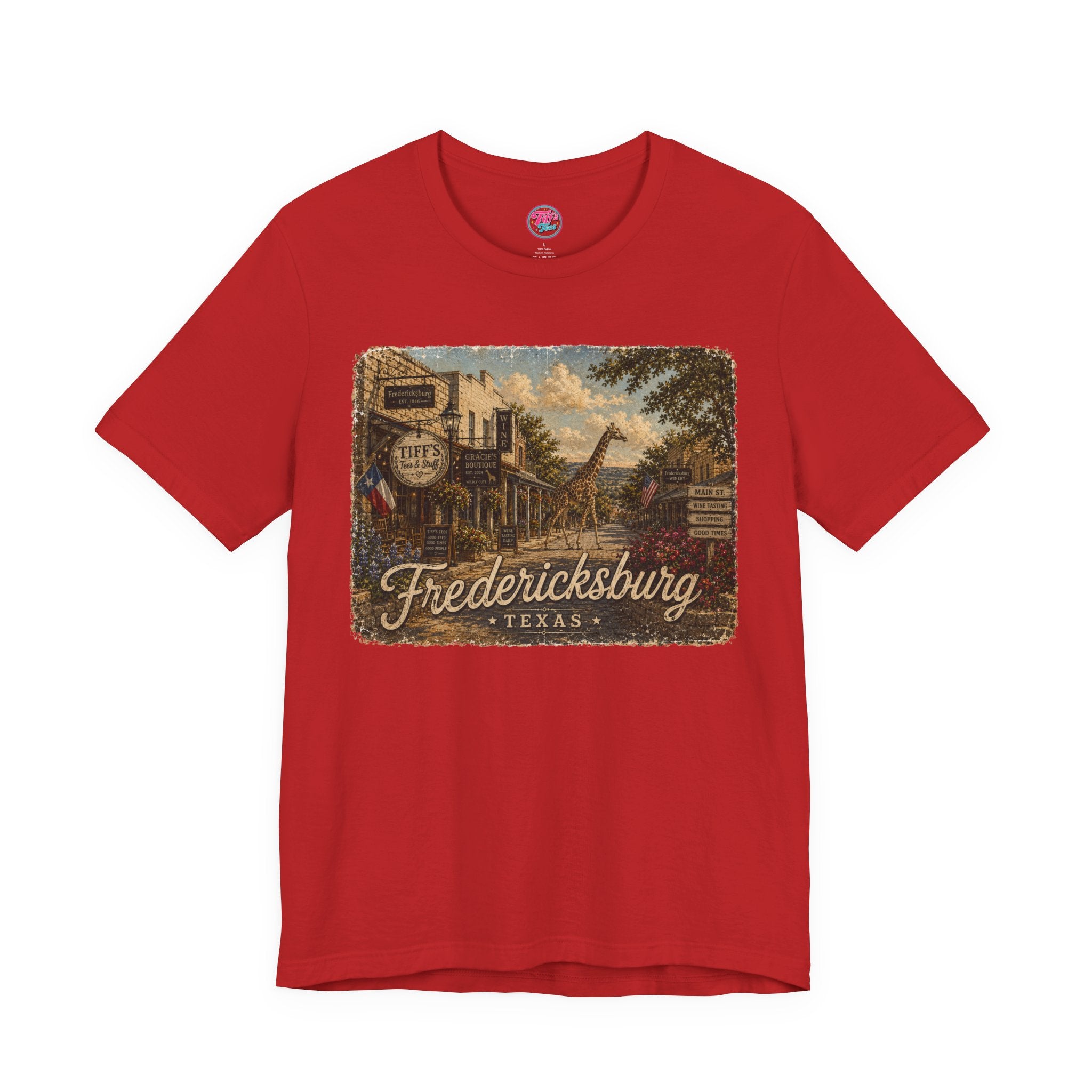 Fredericksburg Texas Vintage Scene Tee featuring Gracie