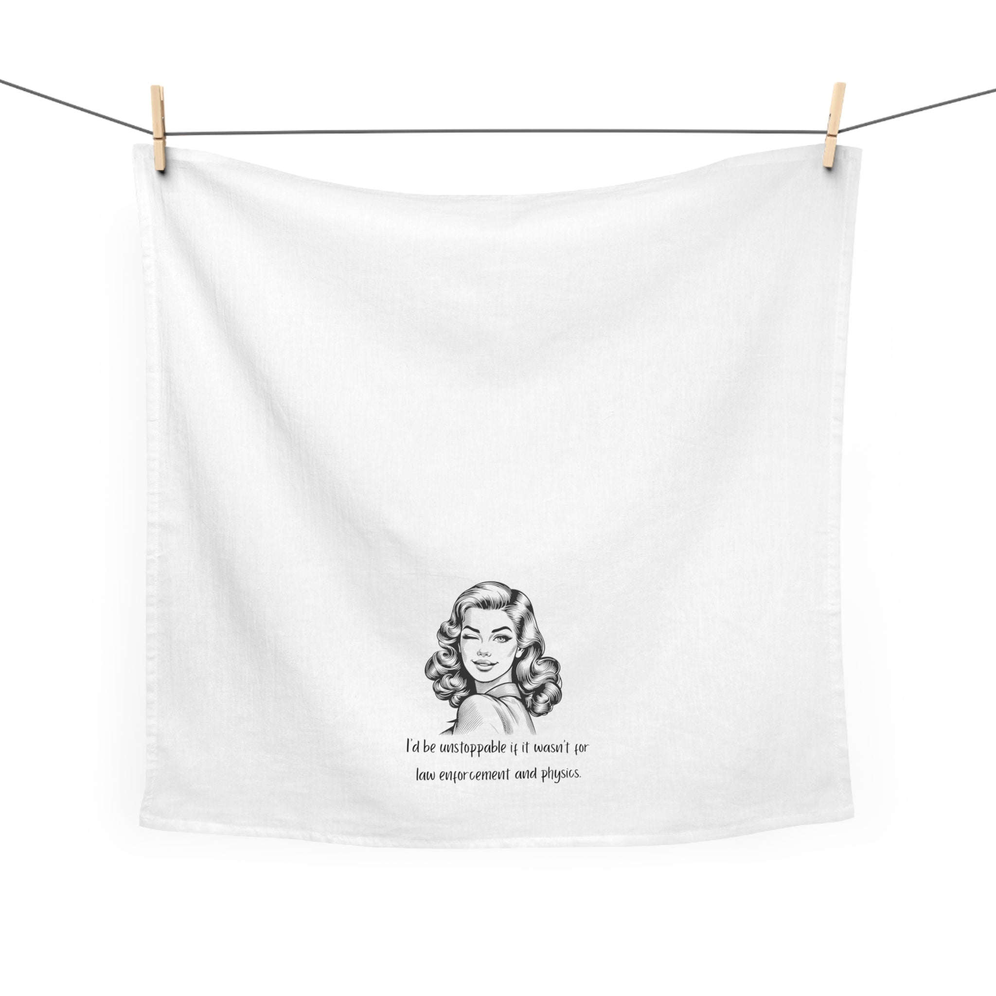 Vintage Woman Tea Towel — "I'd Be Unstoppable If I Wasn't for... " Kitchen Towel, Funny Retro Gift
