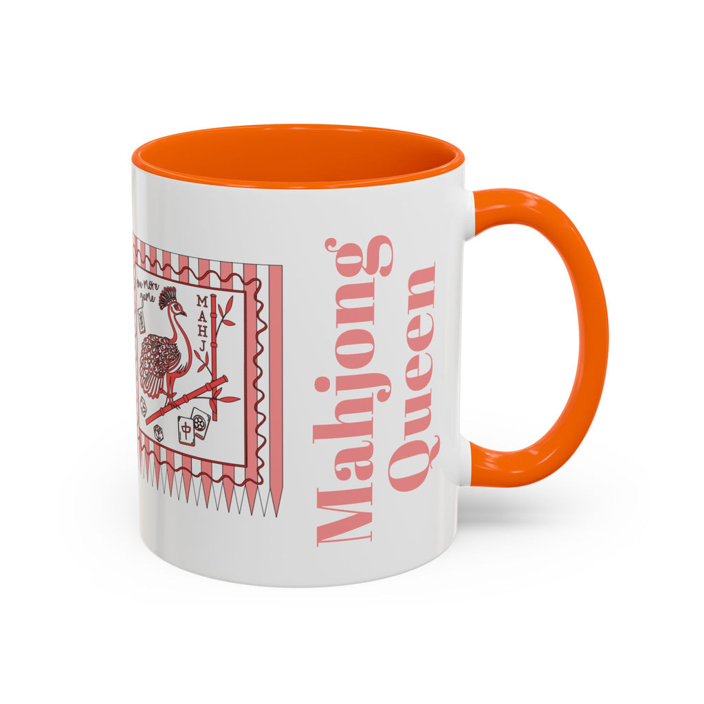 Mahjong Queen Accent Coffee Mug – Retro Tile Design, 11 oz