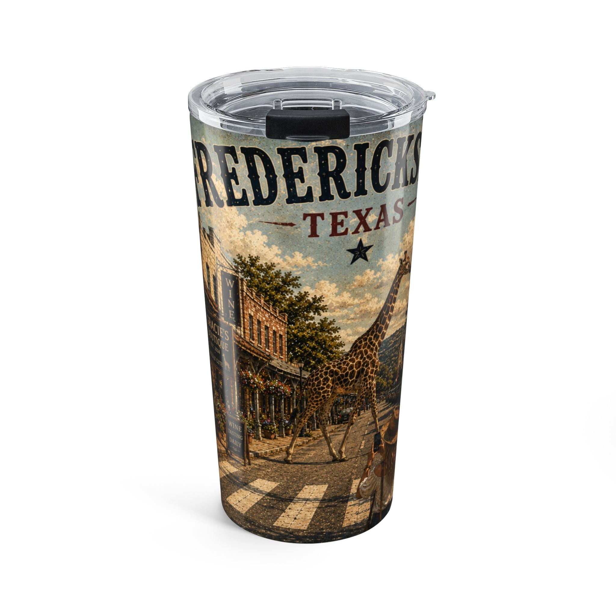 Fredericksburg Texas 20oz Travel Tumbler – Vintage Main Street Design