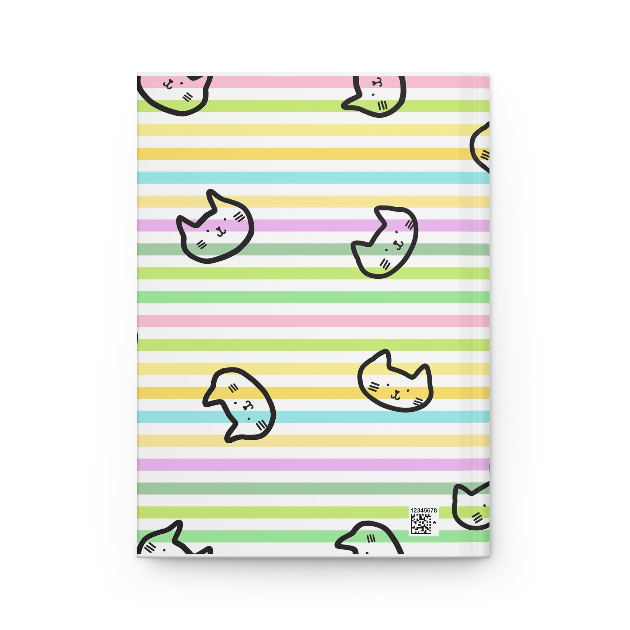 Pastel Stripe Cat Hardcover Journal — Cute Kawaii Notebook for Notes & Journaling