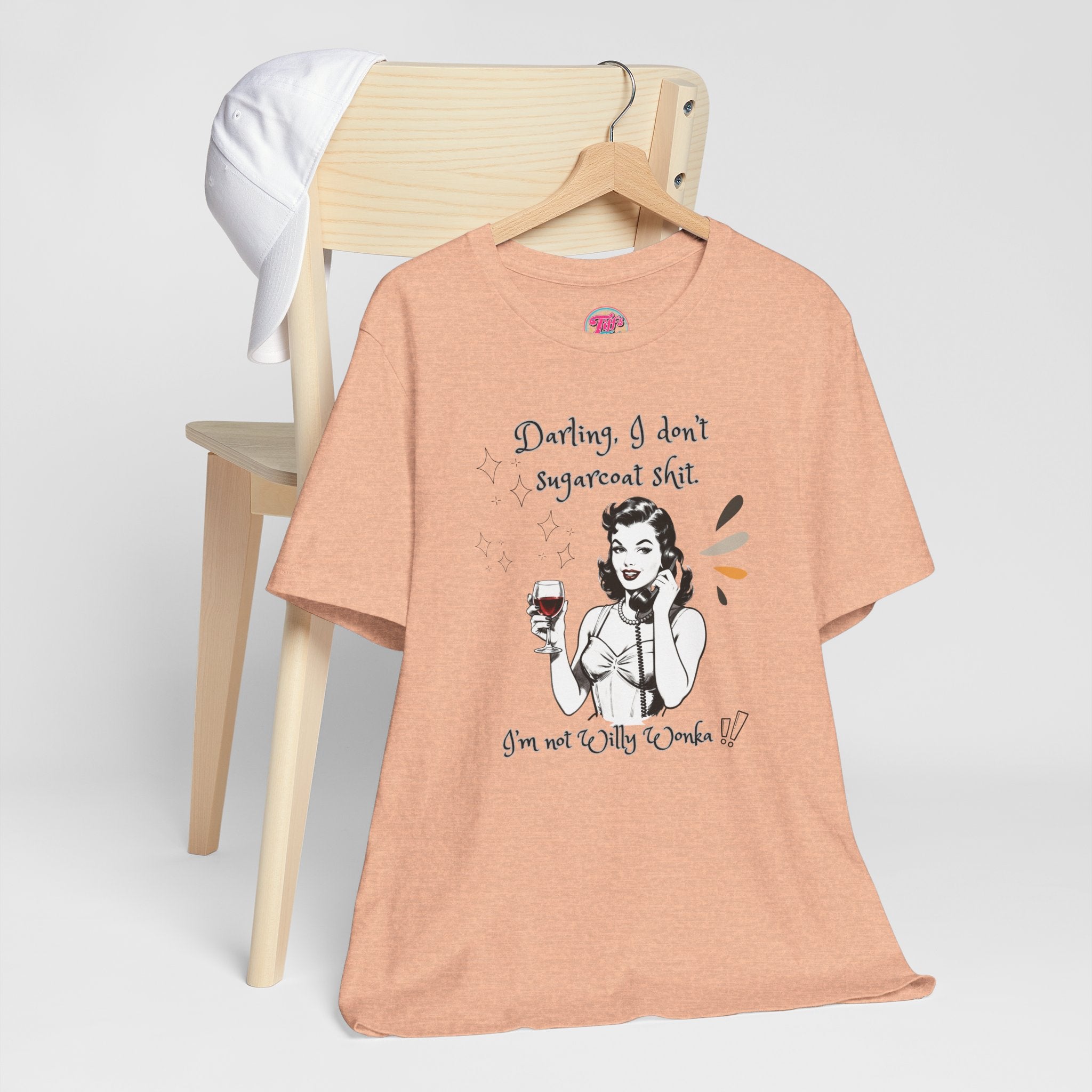 Sarcastic Retro Wine Tee – "Darling, I don't sugarcoat sh*t" Graphic T-Shirt