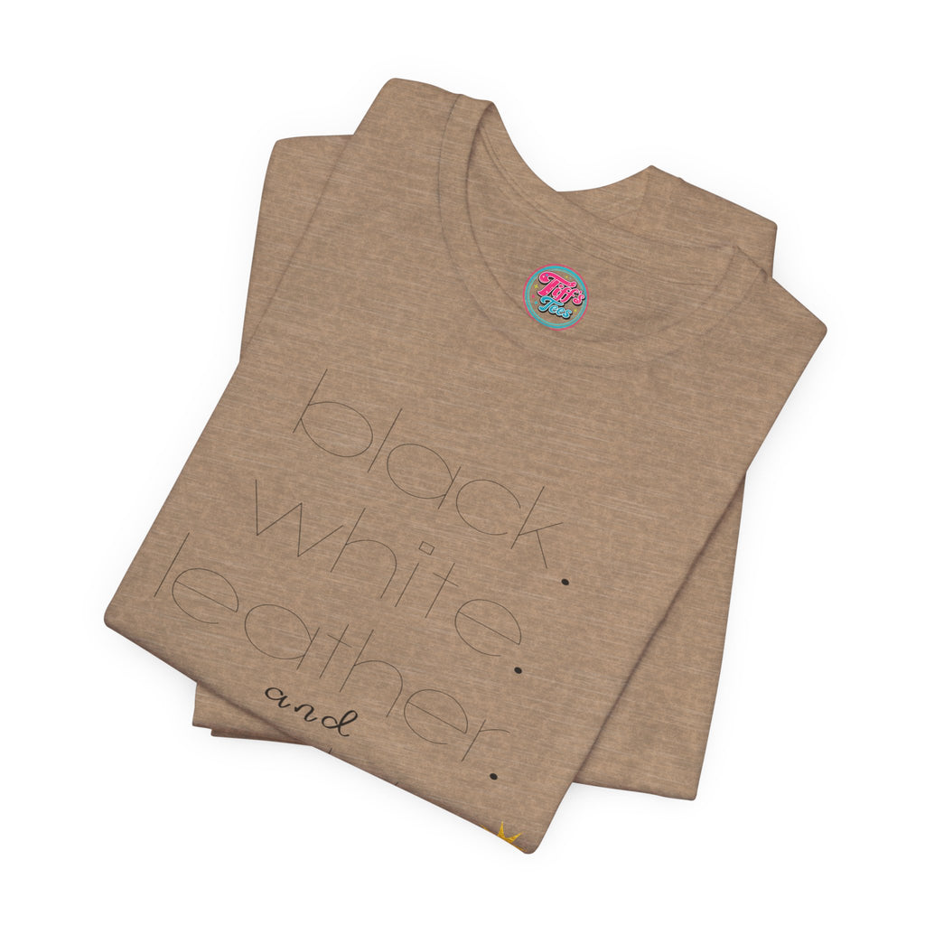 Gold Star Minimalist Tee — 'Black White Leather Gold' Graphic Shirt