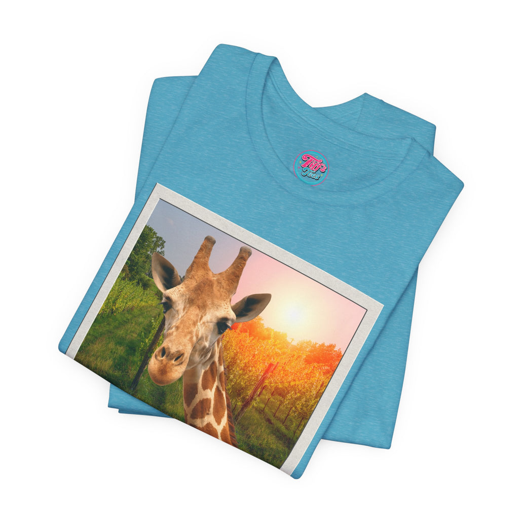 Giraffe Polaroid Photo Tee — "Love, Gracie G.Raffe" Graphic T-Shirt