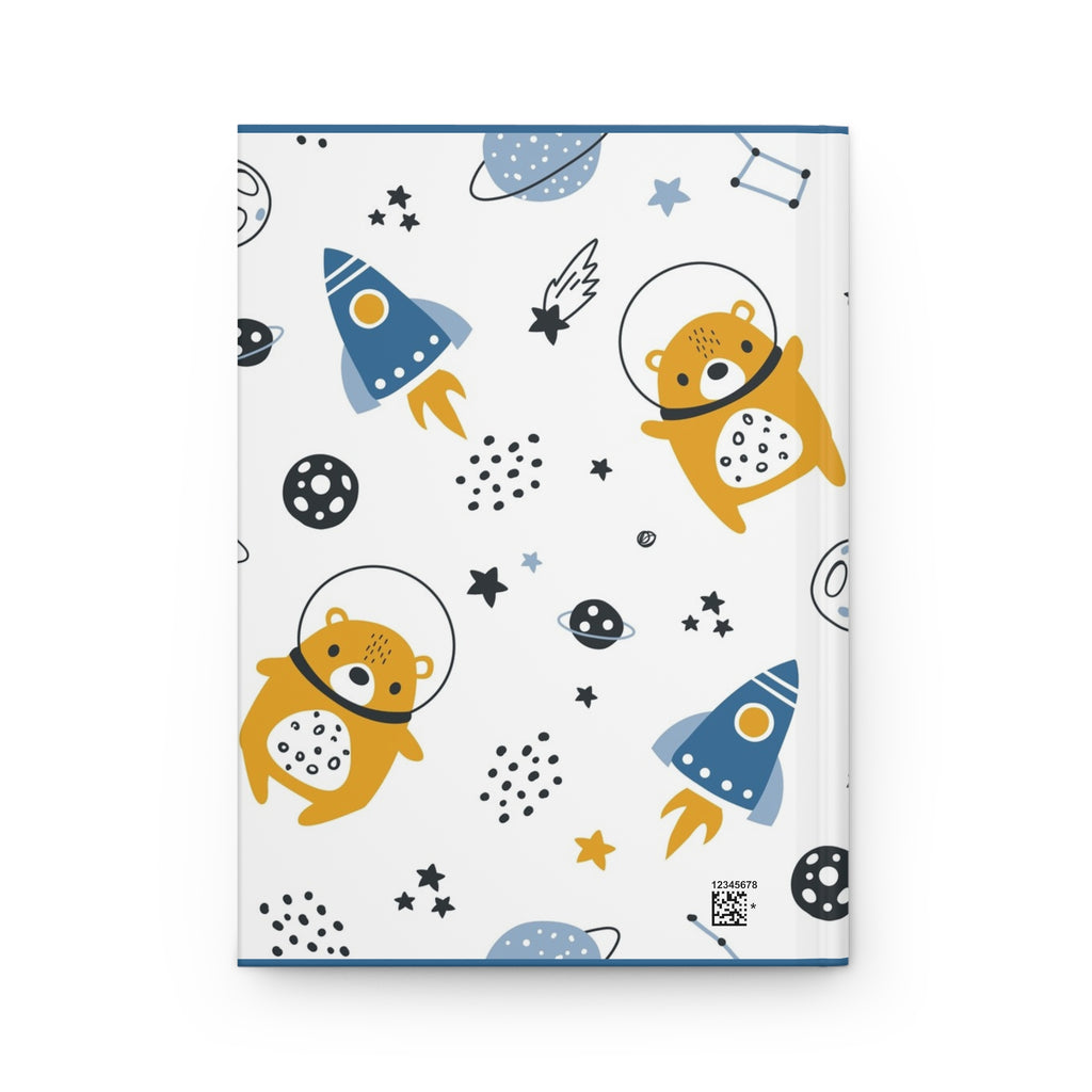 Space Bear Hardcover Journal — Cute Astronaut Bear Notebook for Kids, Space-Themed Baby Shower Gift
