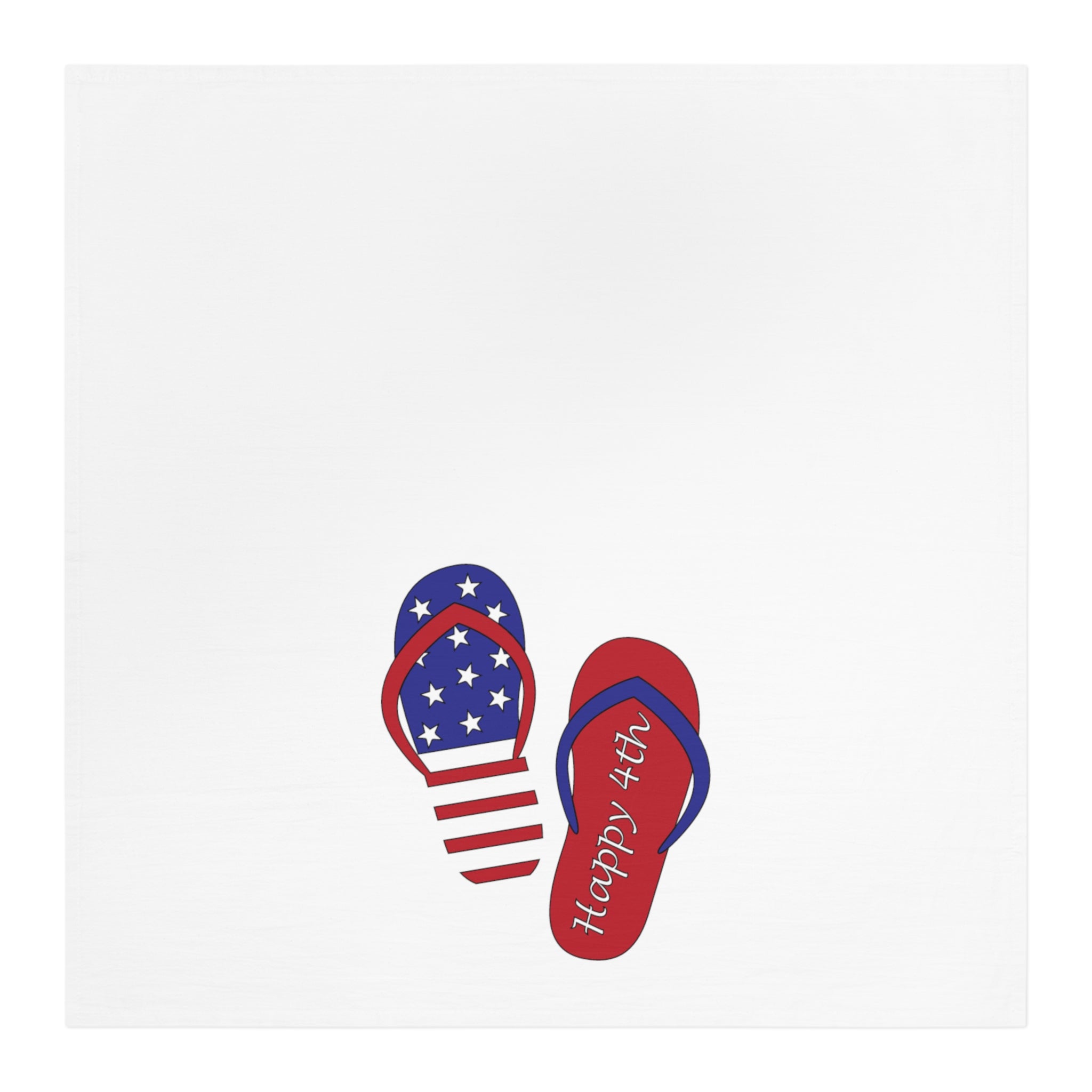Fourth of July Flip Flop Tea Towel - Patriotic "Happy 4th" Kitchen Towel