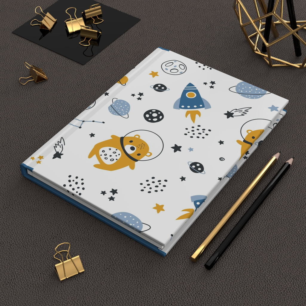 Space Bear Hardcover Journal — Cute Astronaut Bear Notebook for Kids, Space-Themed Baby Shower Gift