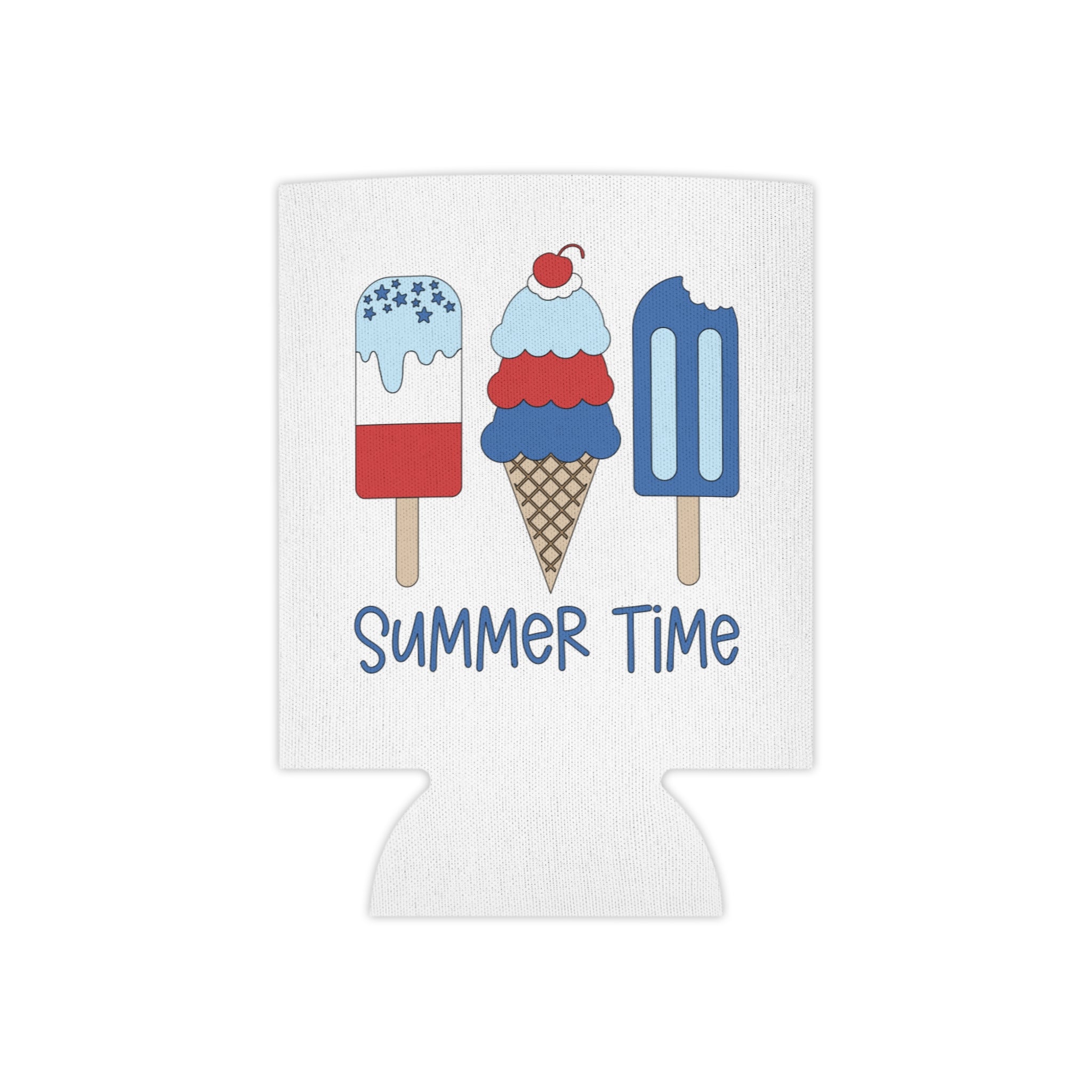 Summer Time Can Cooler — Patriotic Ice Cream Popsicle Drink Koozie