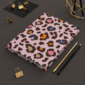 Pink Colorful Leopard Print Hardcover Journal — Trendy Animal Print Notebook for Notes & Gifts