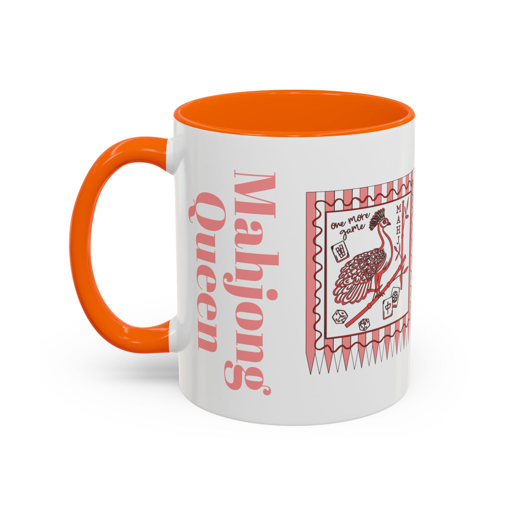 Mahjong Queen Accent Coffee Mug – Retro Tile Design, 11 oz