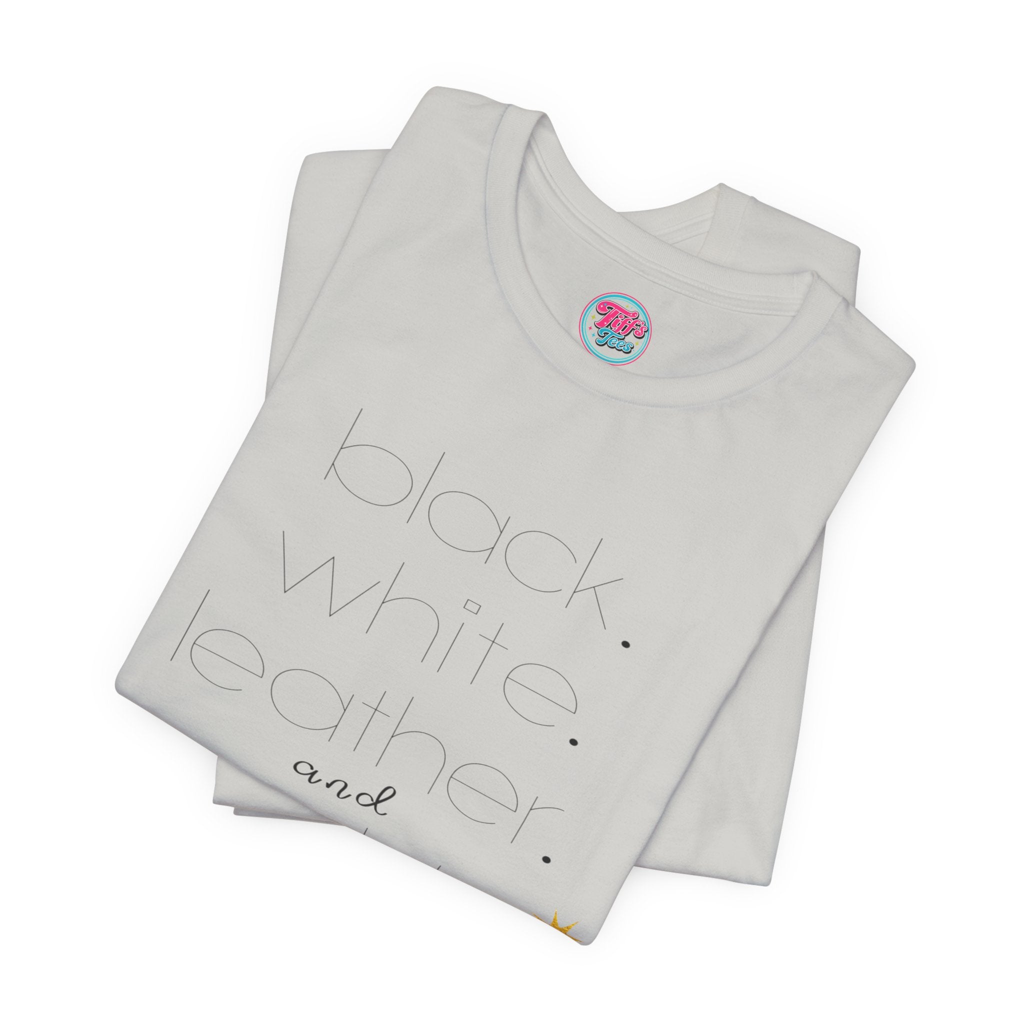 Gold Star Minimalist Tee — 'Black White Leather Gold' Graphic Shirt