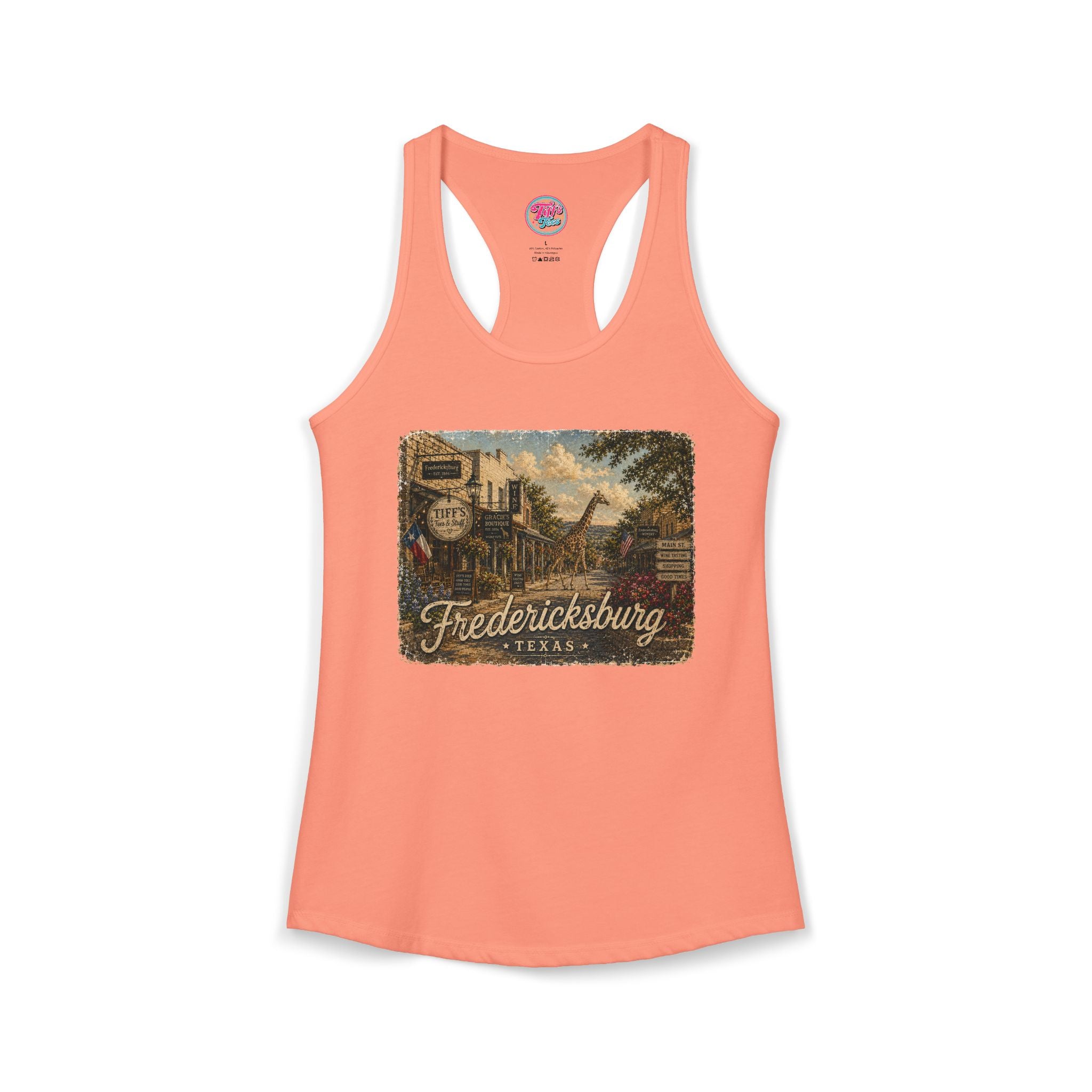 Women's Tank with Vintage Texas Look Featuring One Lost Giraffe