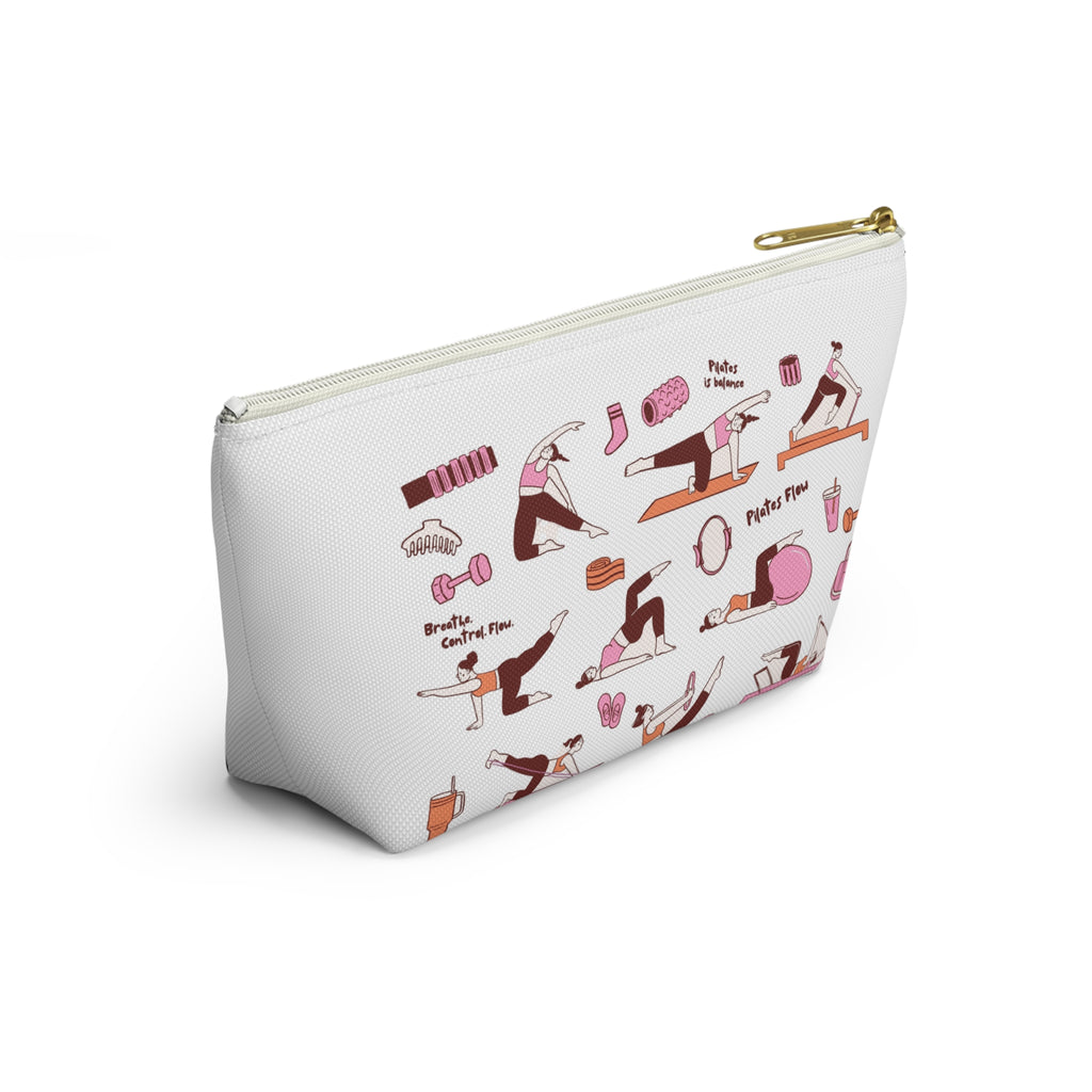 Pilates Accessory Pouch — T‑Bottom Makeup & Gear Bag with Pilates Flow Design